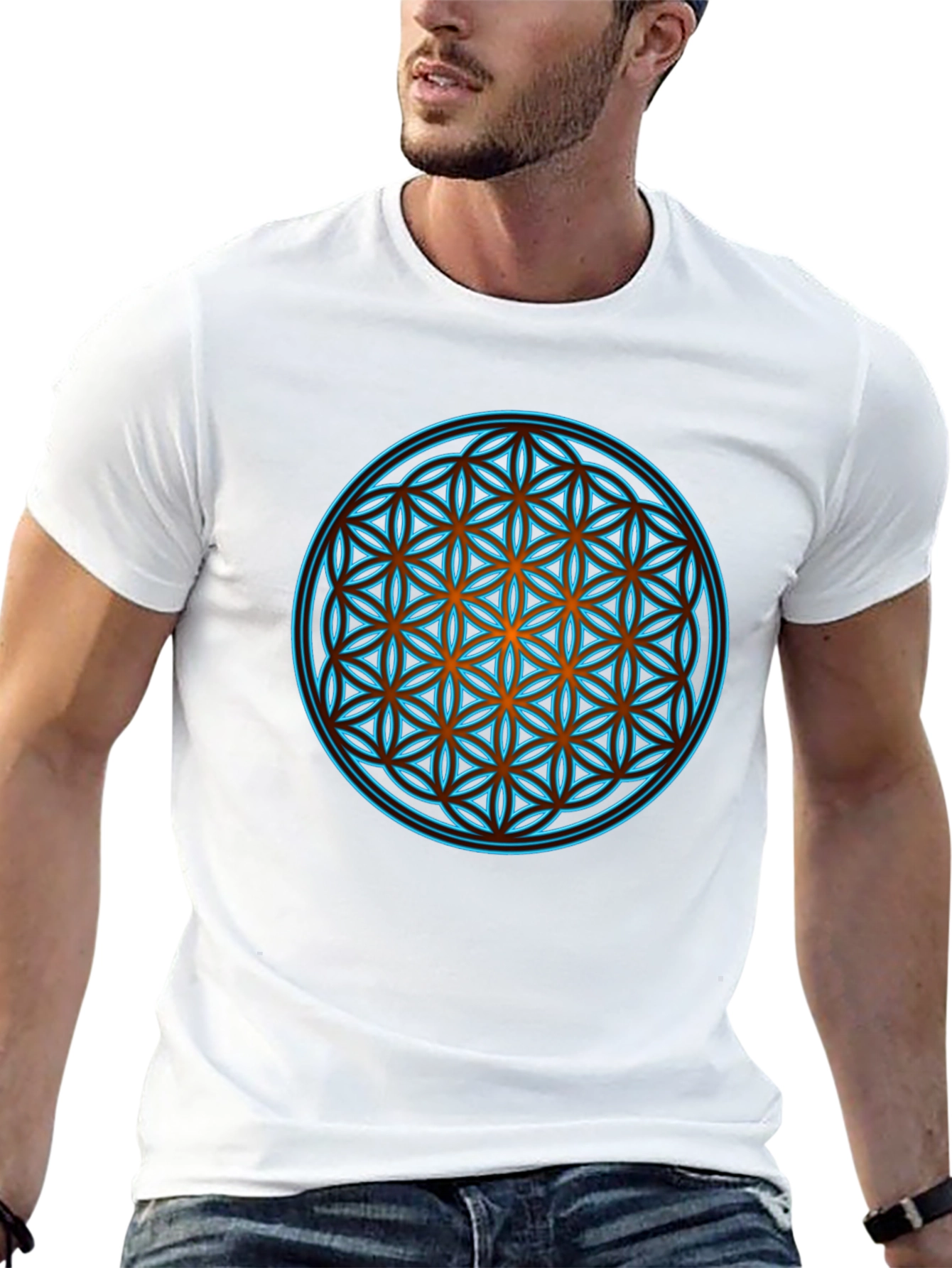 Sacred Geometry Graphic Print Black T-Shirt