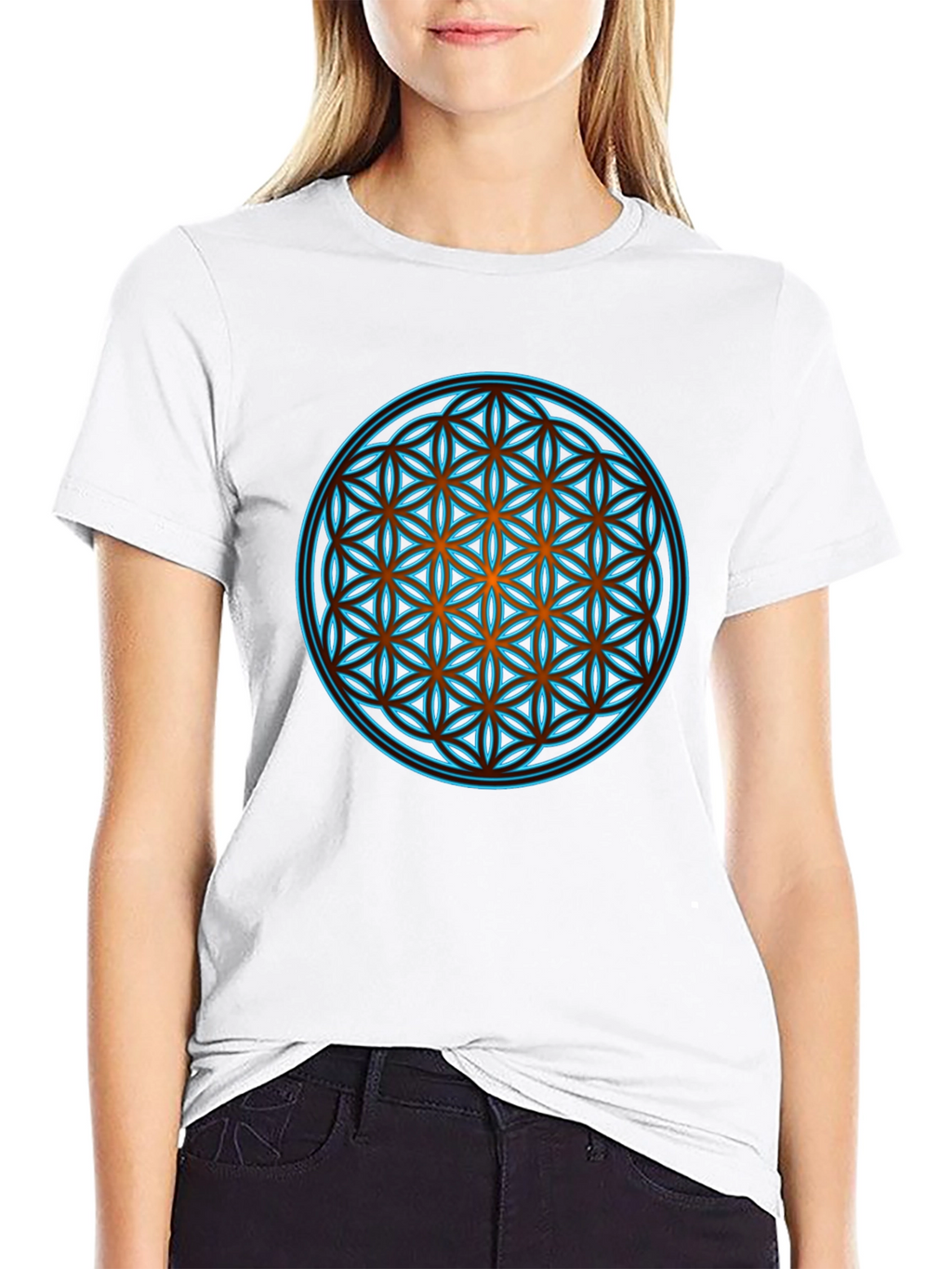 Sacred Geometry Graphic Print Black T-Shirt