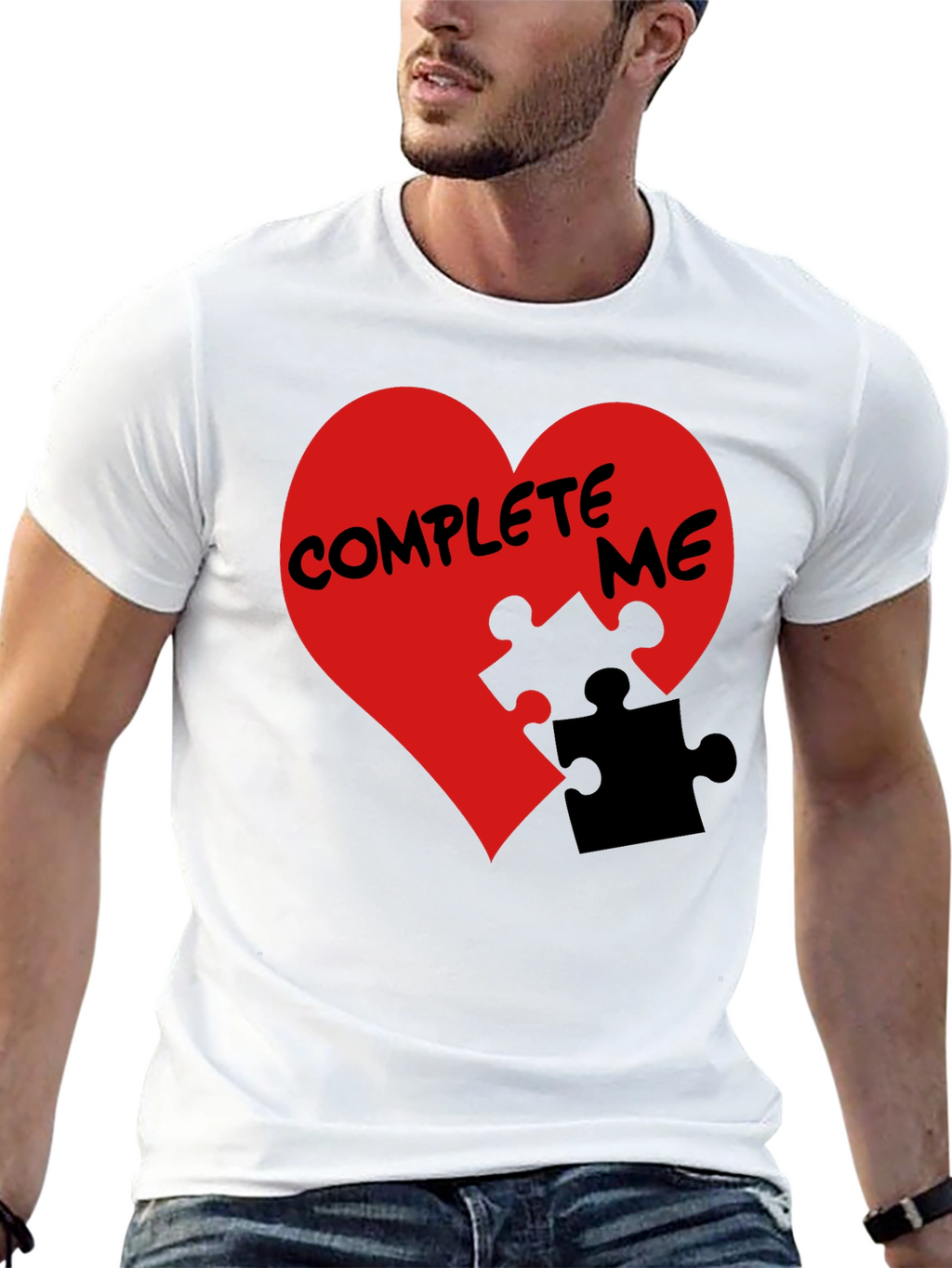 Complete Me Heart Puzzle Piece Graphic Tee