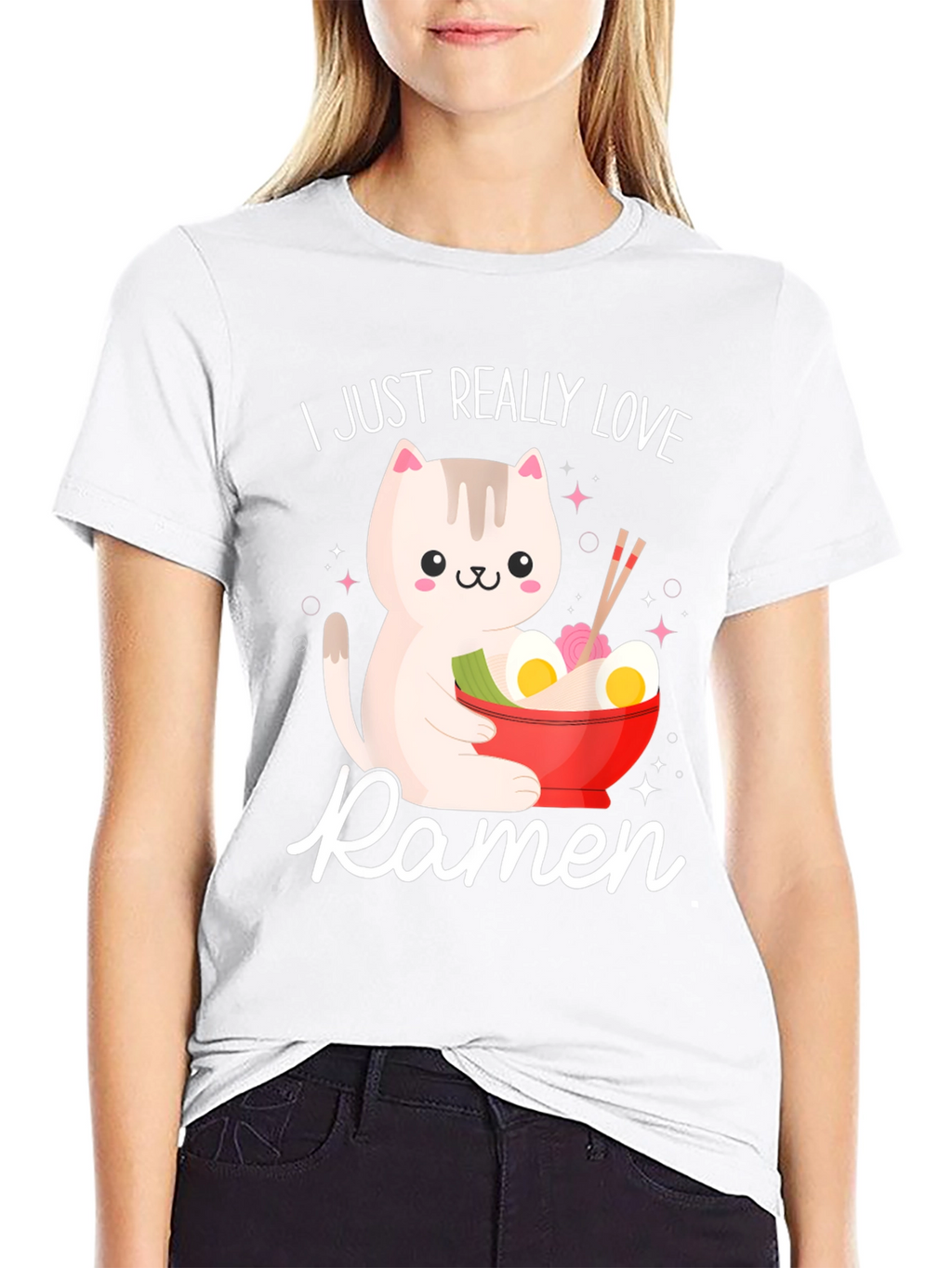 I Just Really Love Ramen Funny Cat T-Shirt