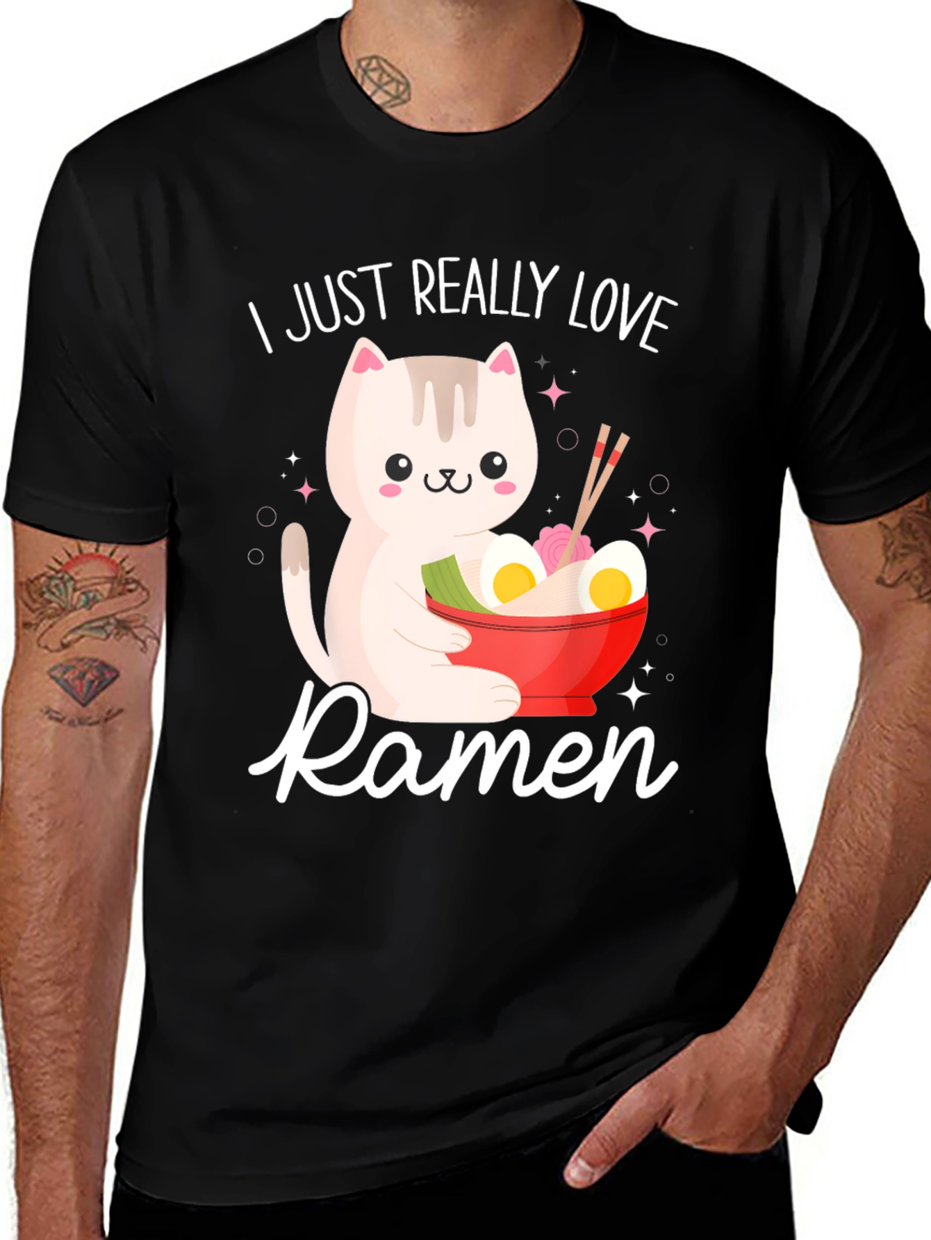 I Just Really Love Ramen Funny Cat T-Shirt