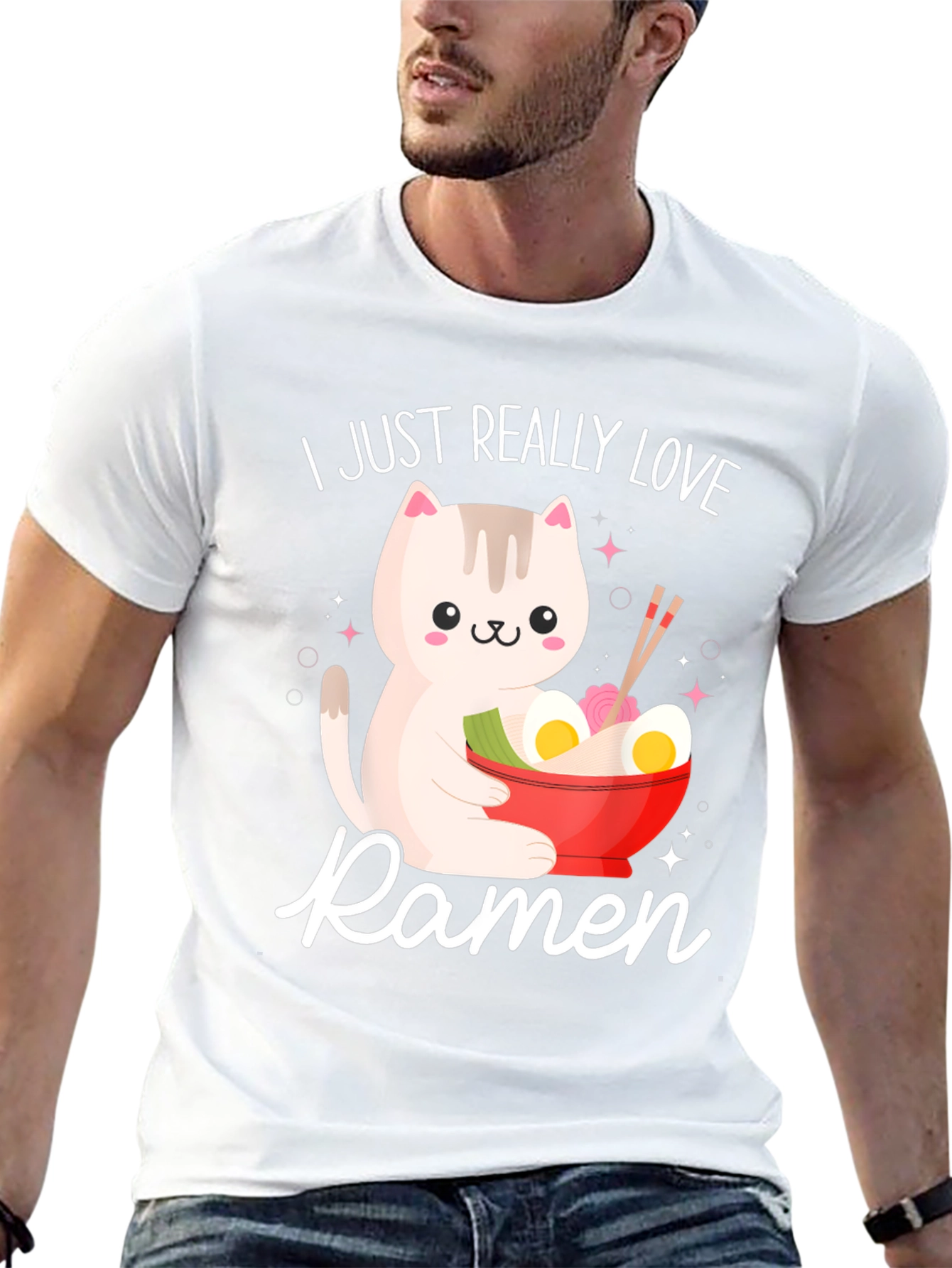 I Just Really Love Ramen Funny Cat T-Shirt