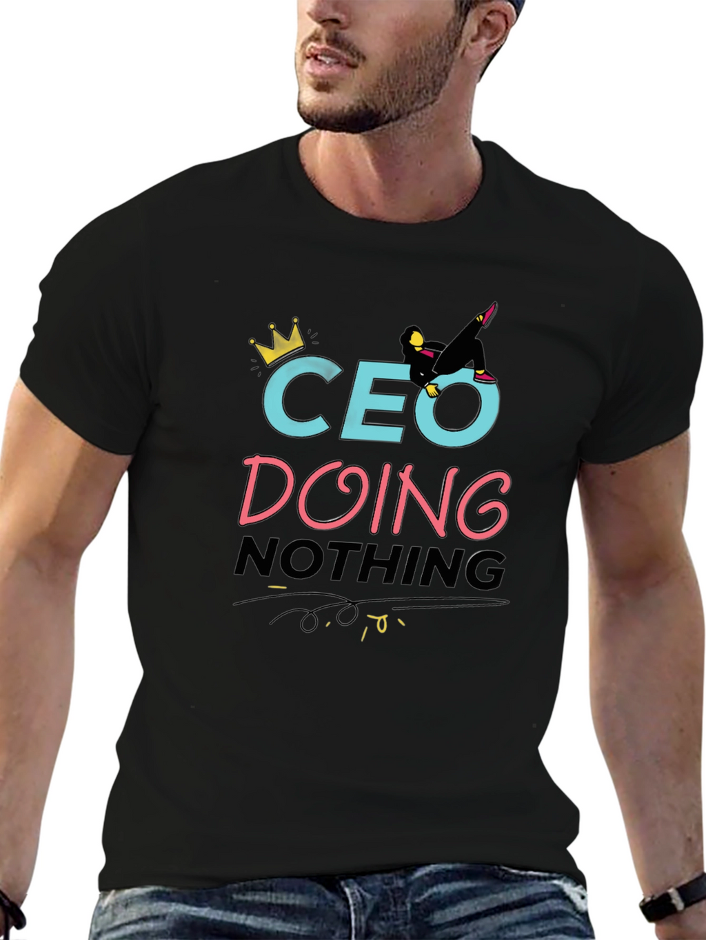 CEO Doing Nothing Black T-Shirt