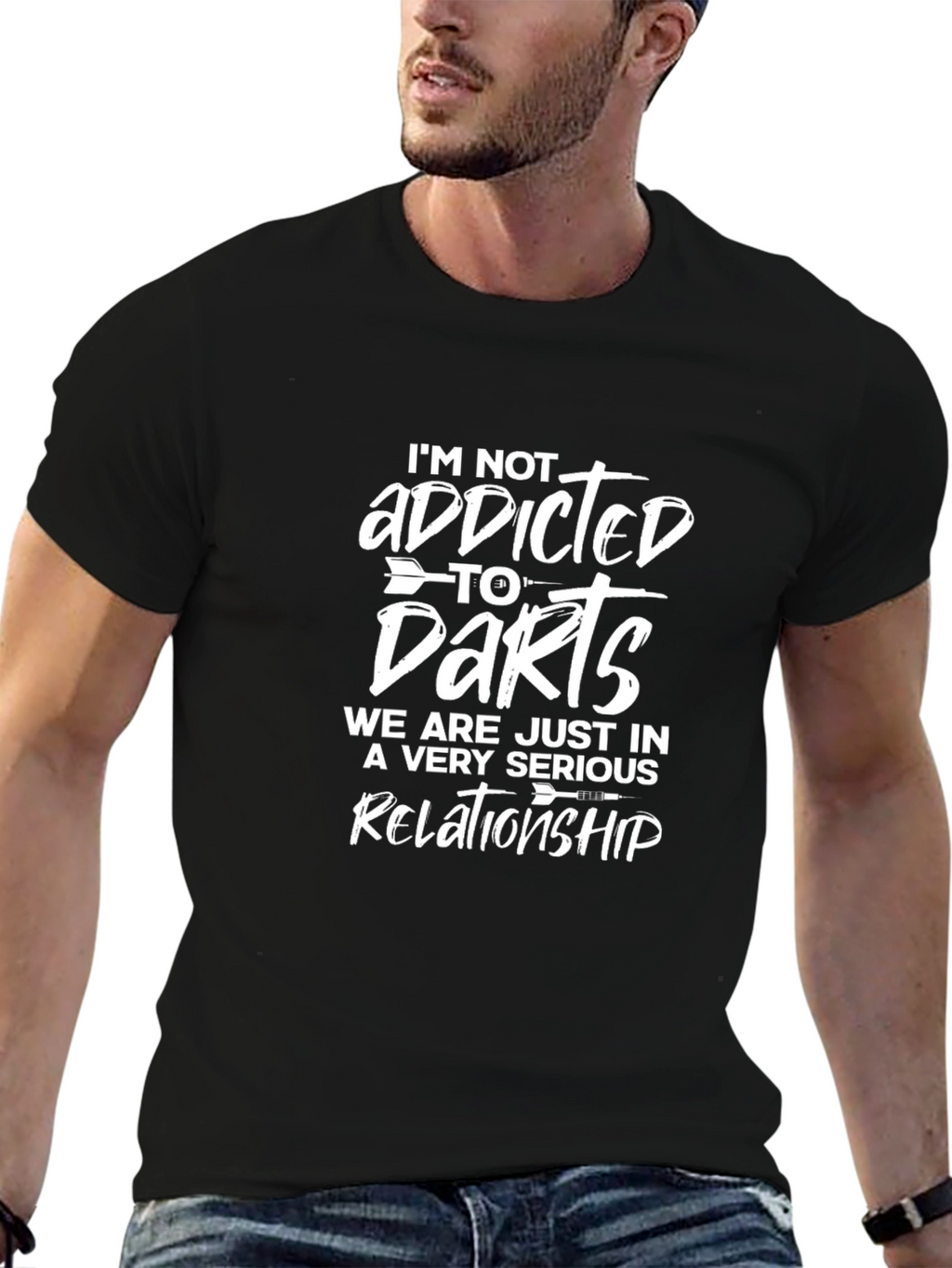 Darts Relationship Graphic Tee - Black Casual T-Shirt