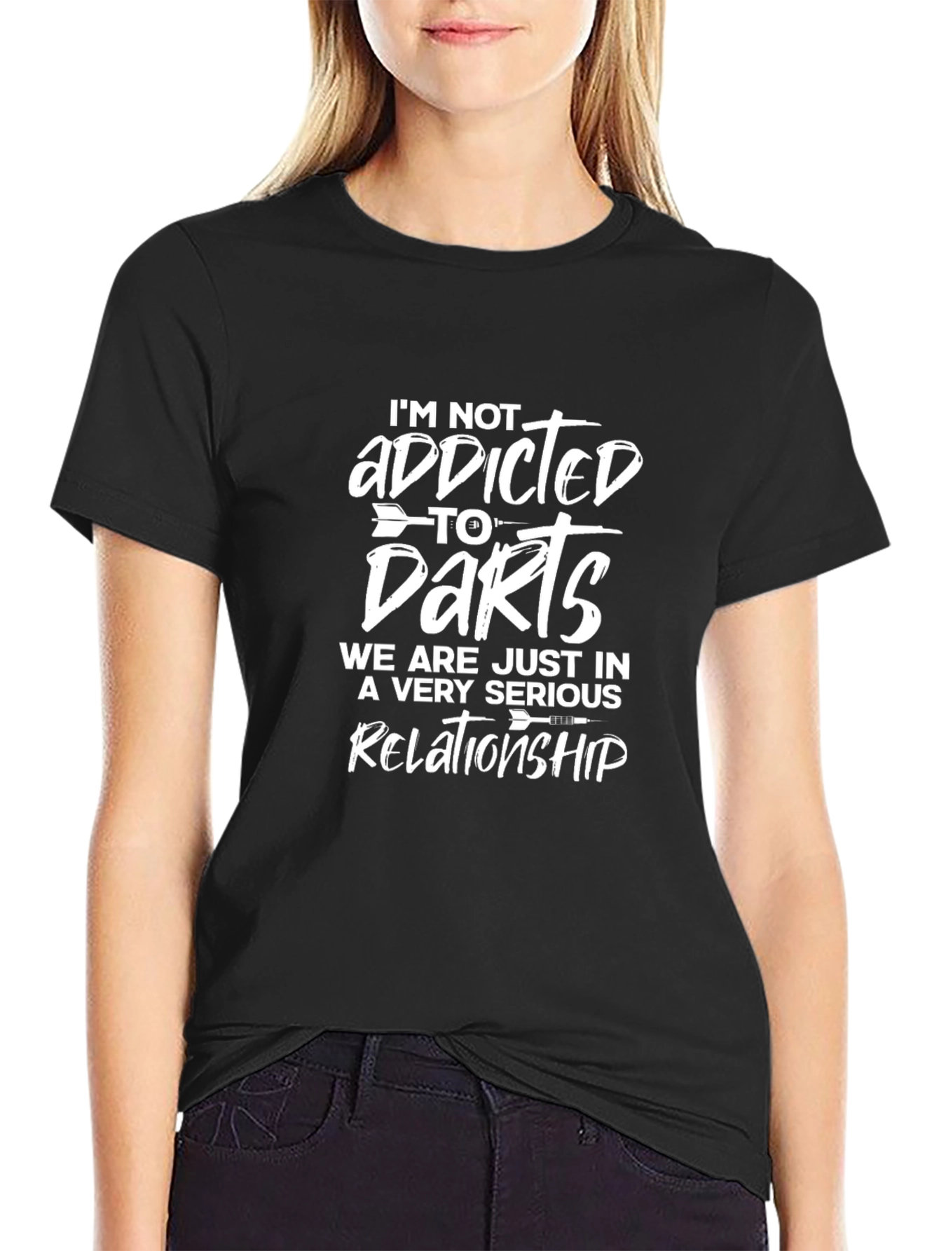 Darts Relationship Graphic Tee - Black Casual T-Shirt