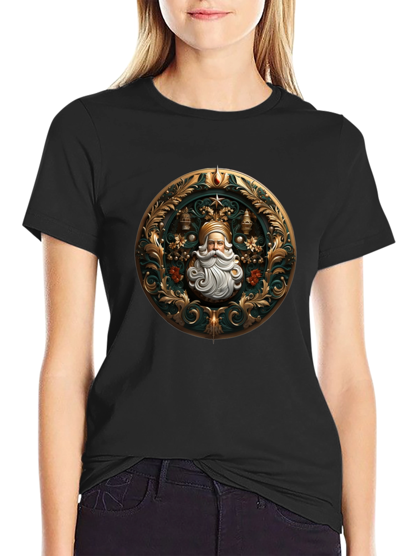 Ornate Santa Claus Graphic Tee - Holiday Style