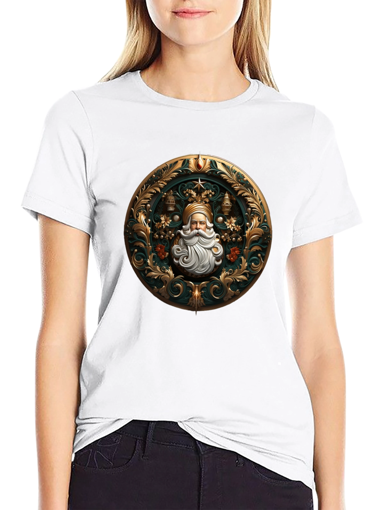 Ornate Santa Claus Graphic Tee - Holiday Style