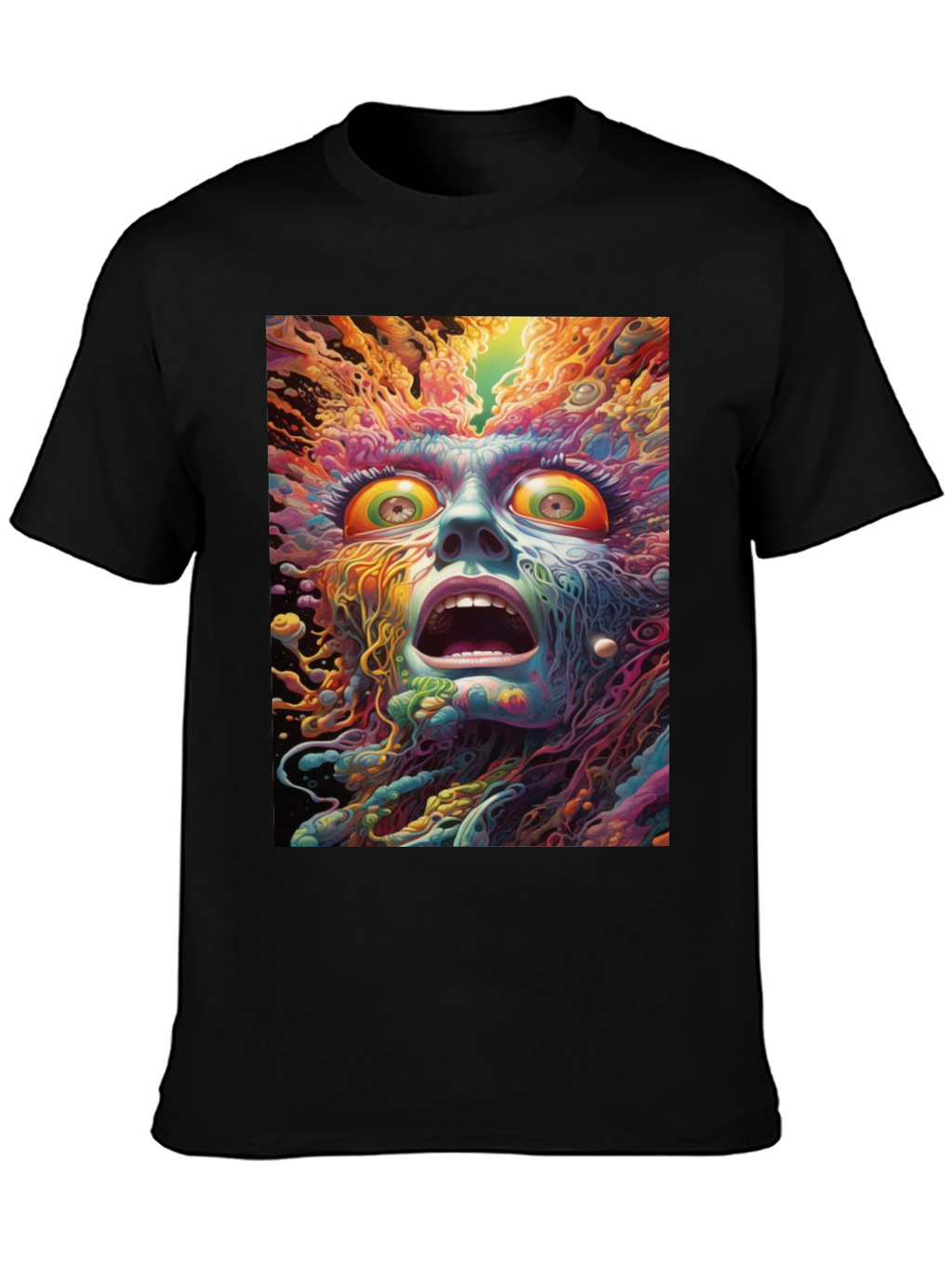Psychedelic Face Graphic Tee - Unique Art Shirt