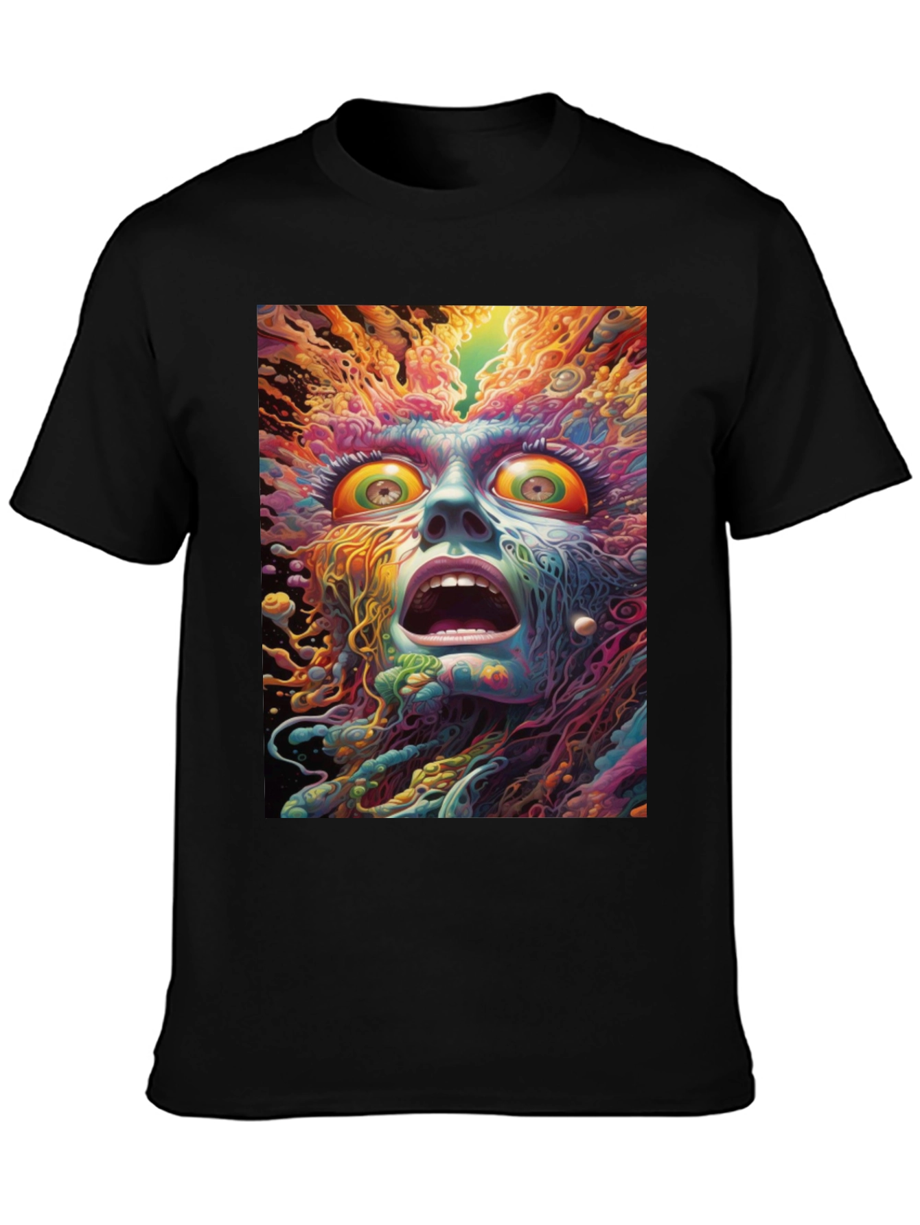Psychedelic Face Graphic Tee - Unique Art Shirt