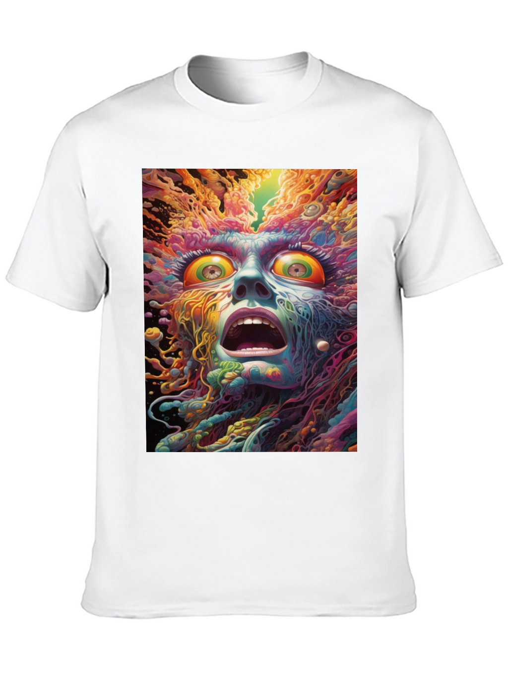 Psychedelic Face Graphic Tee - Unique Art Shirt