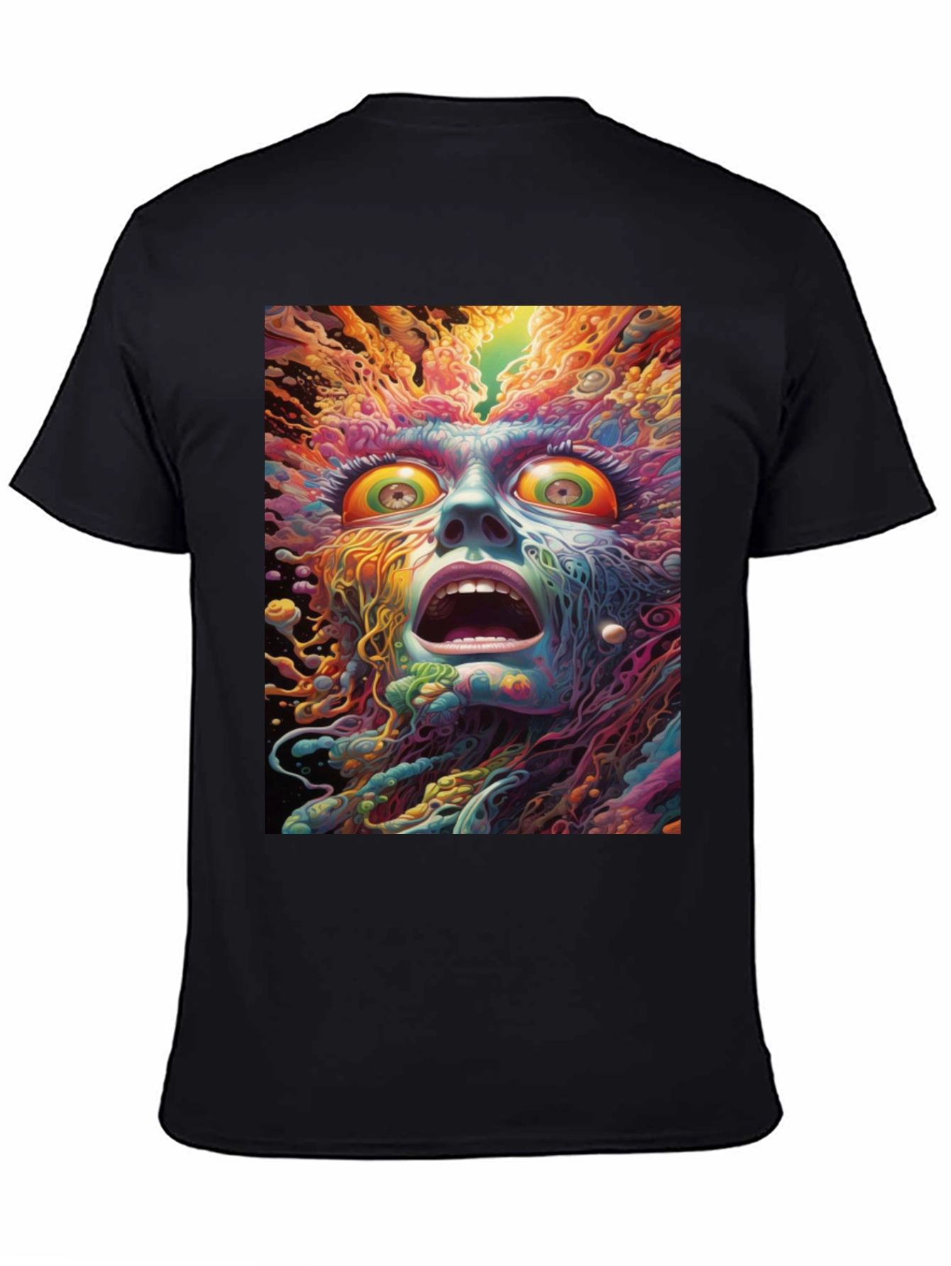 Psychedelic Face Graphic Tee - Unique Art Shirt