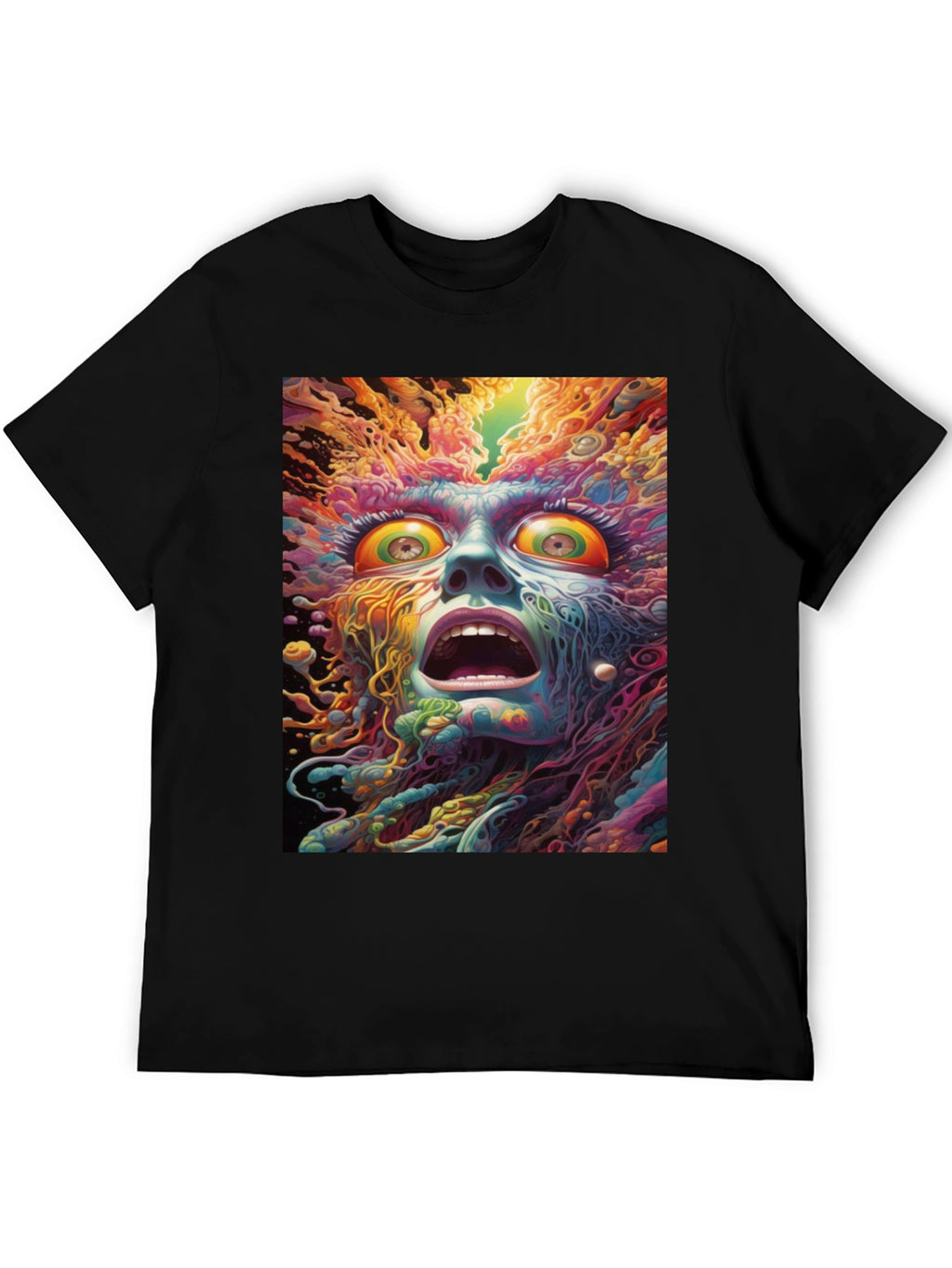 Psychedelic Face Graphic Tee - Unique Art Shirt