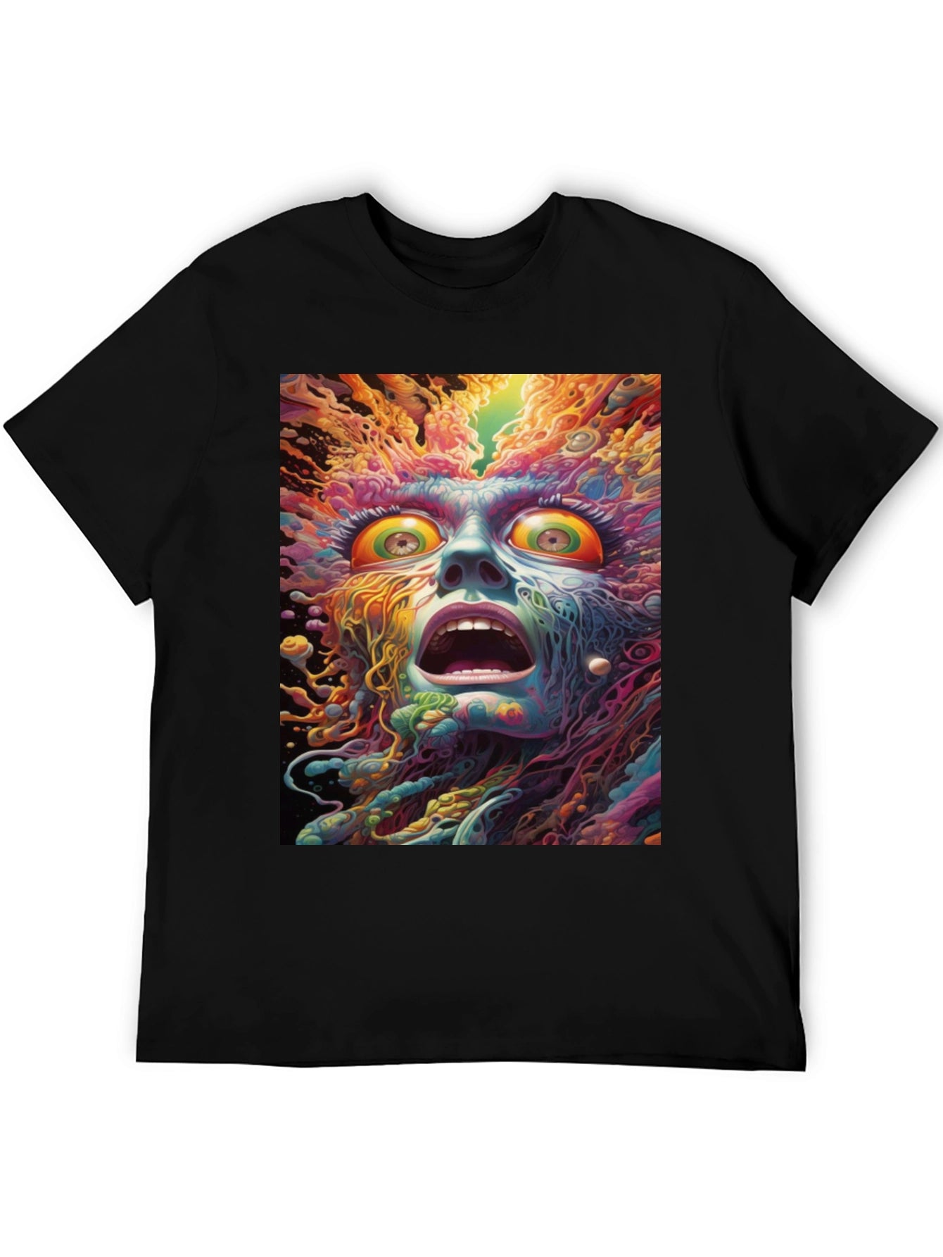 Psychedelic Face Graphic Tee - Unique Art Shirt