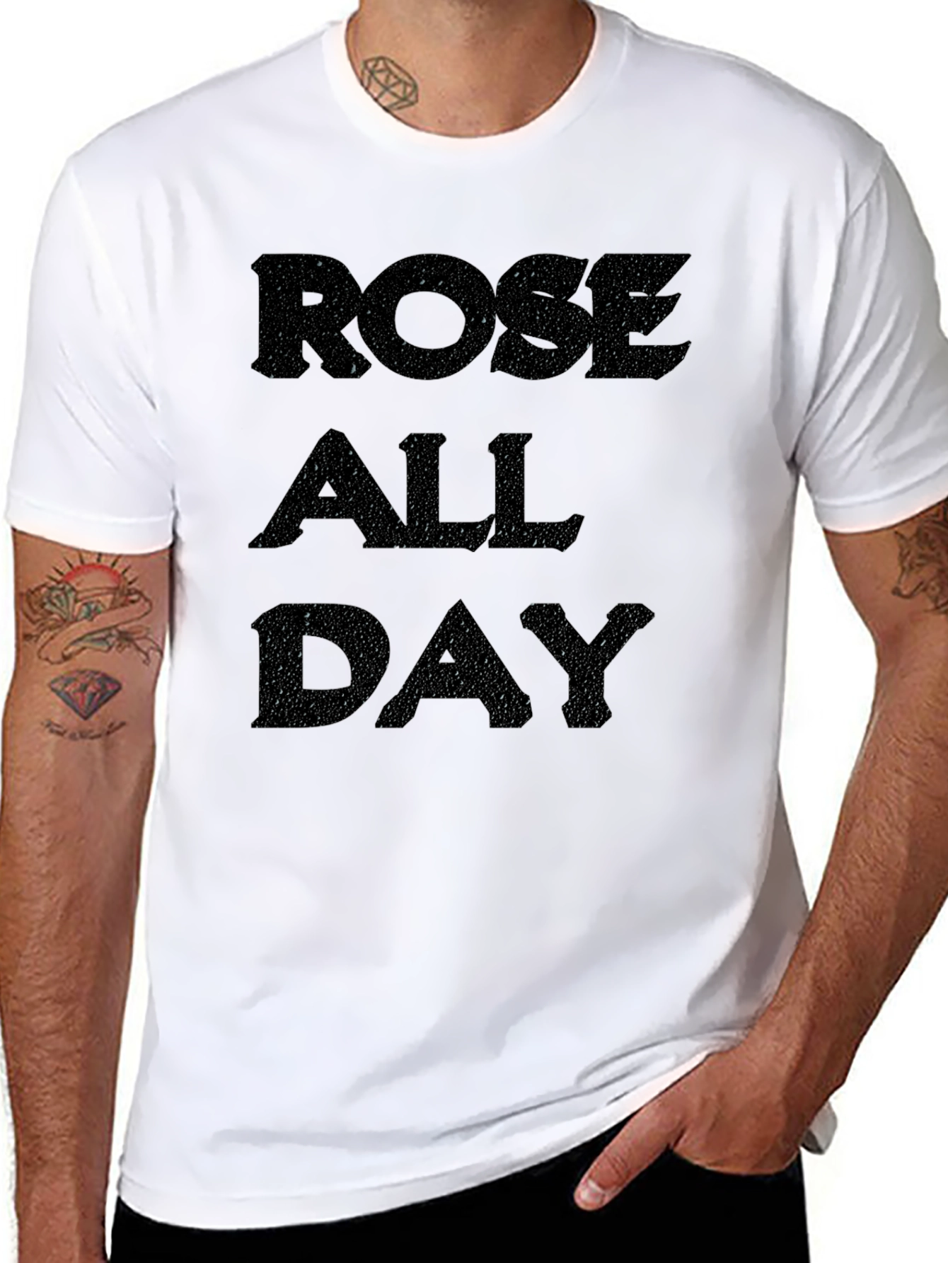 Rose All Day Mens Black Graphic Tee