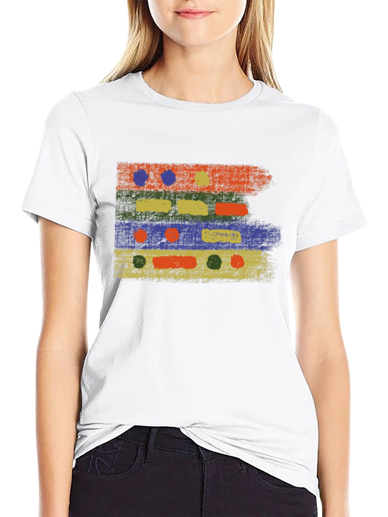 Abstract Stripe Crew Neck Tee