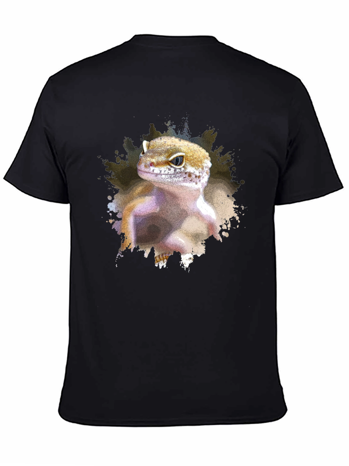 Leopard Gecko Graphic Print Black T-Shirt