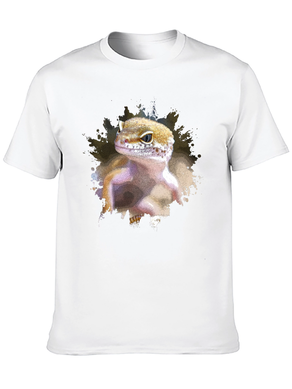 Leopard Gecko Graphic Print Black T-Shirt