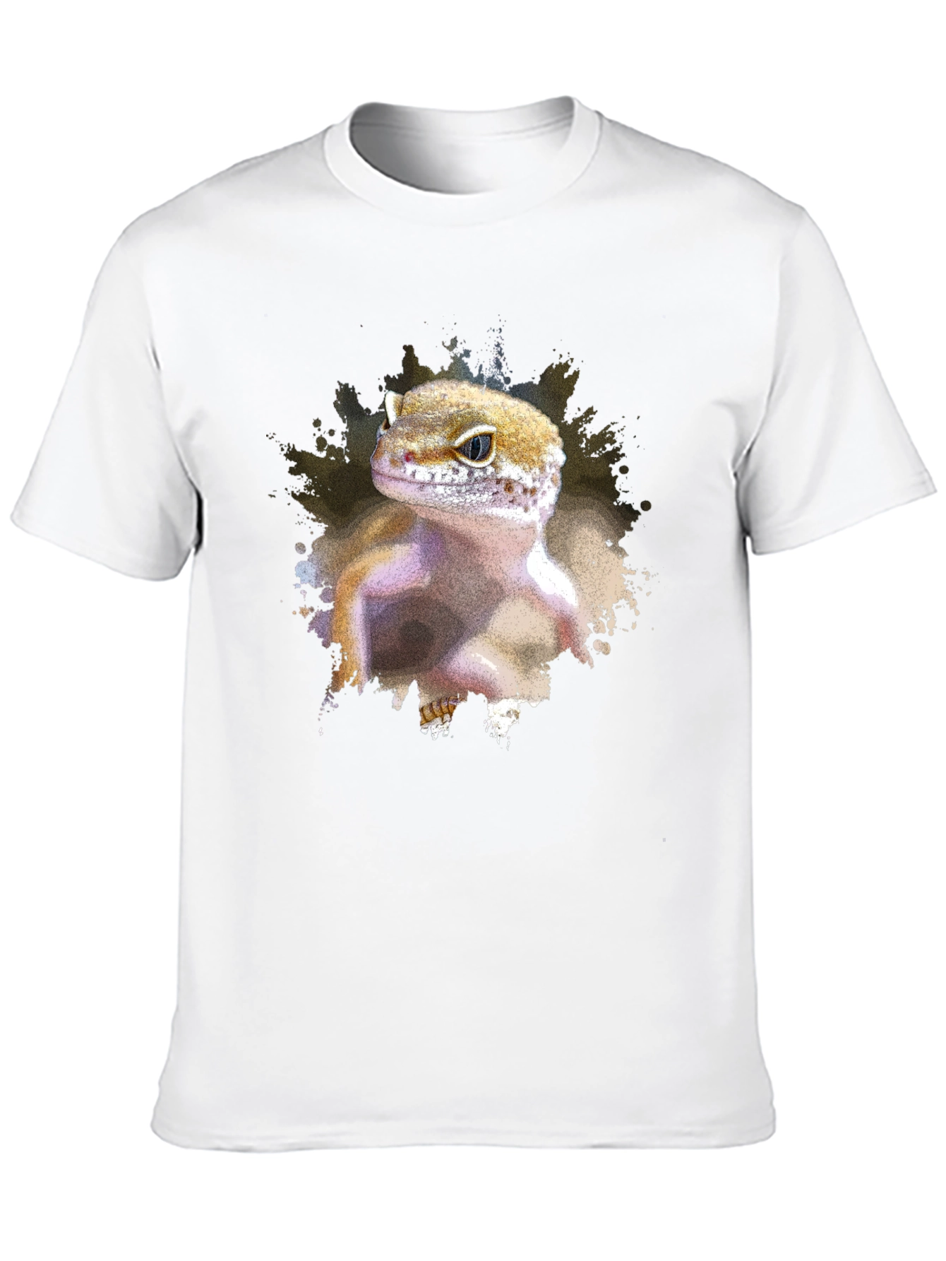 Leopard Gecko Graphic Print Black T-Shirt