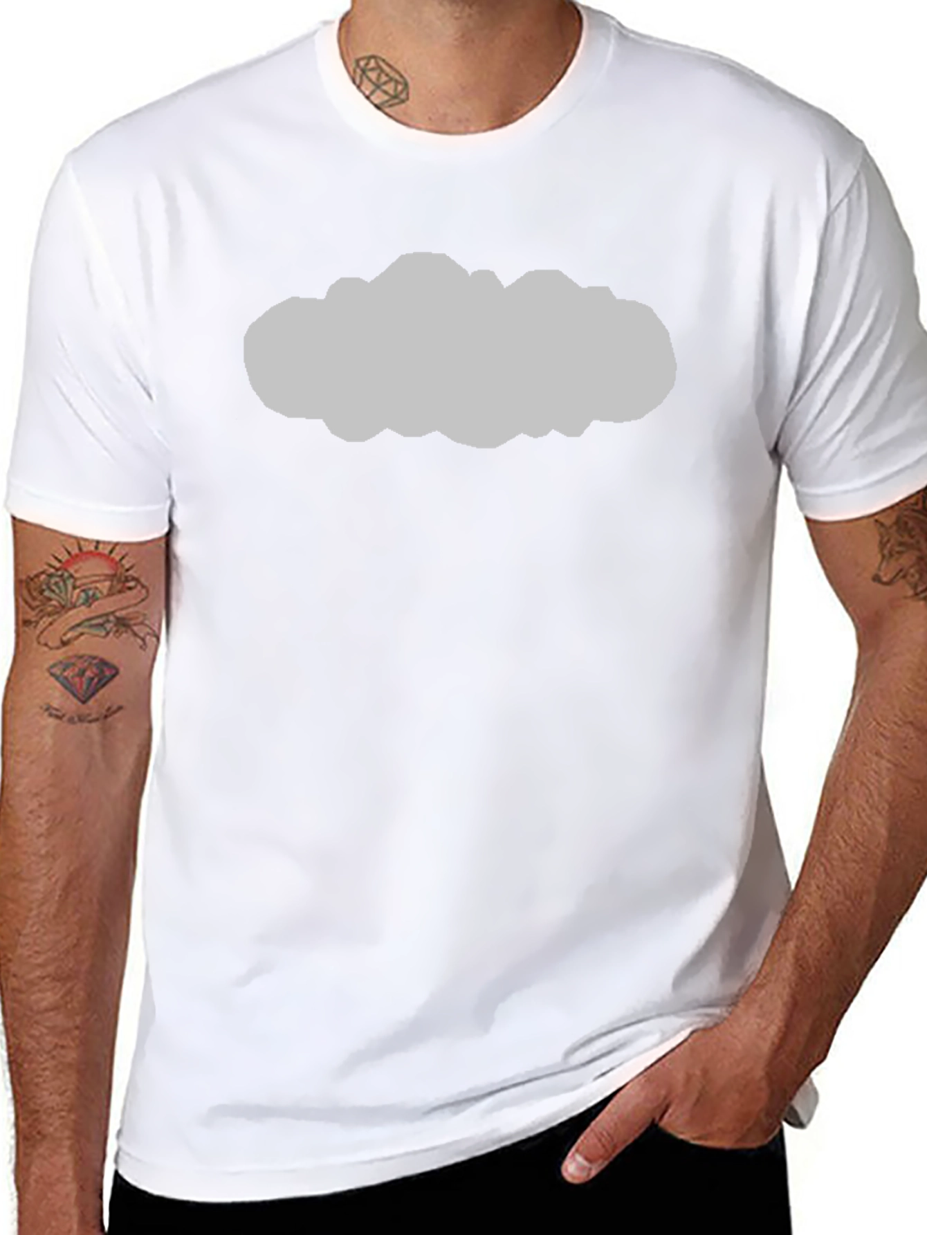 Mens Black T-Shirt with Cloud Graphic