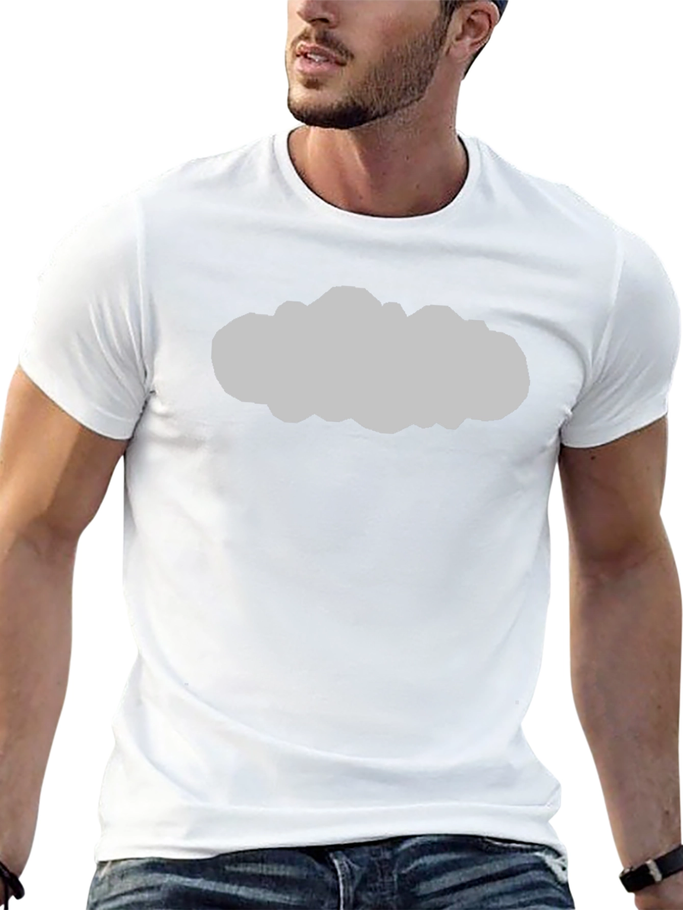 Mens Black T-Shirt with Cloud Graphic