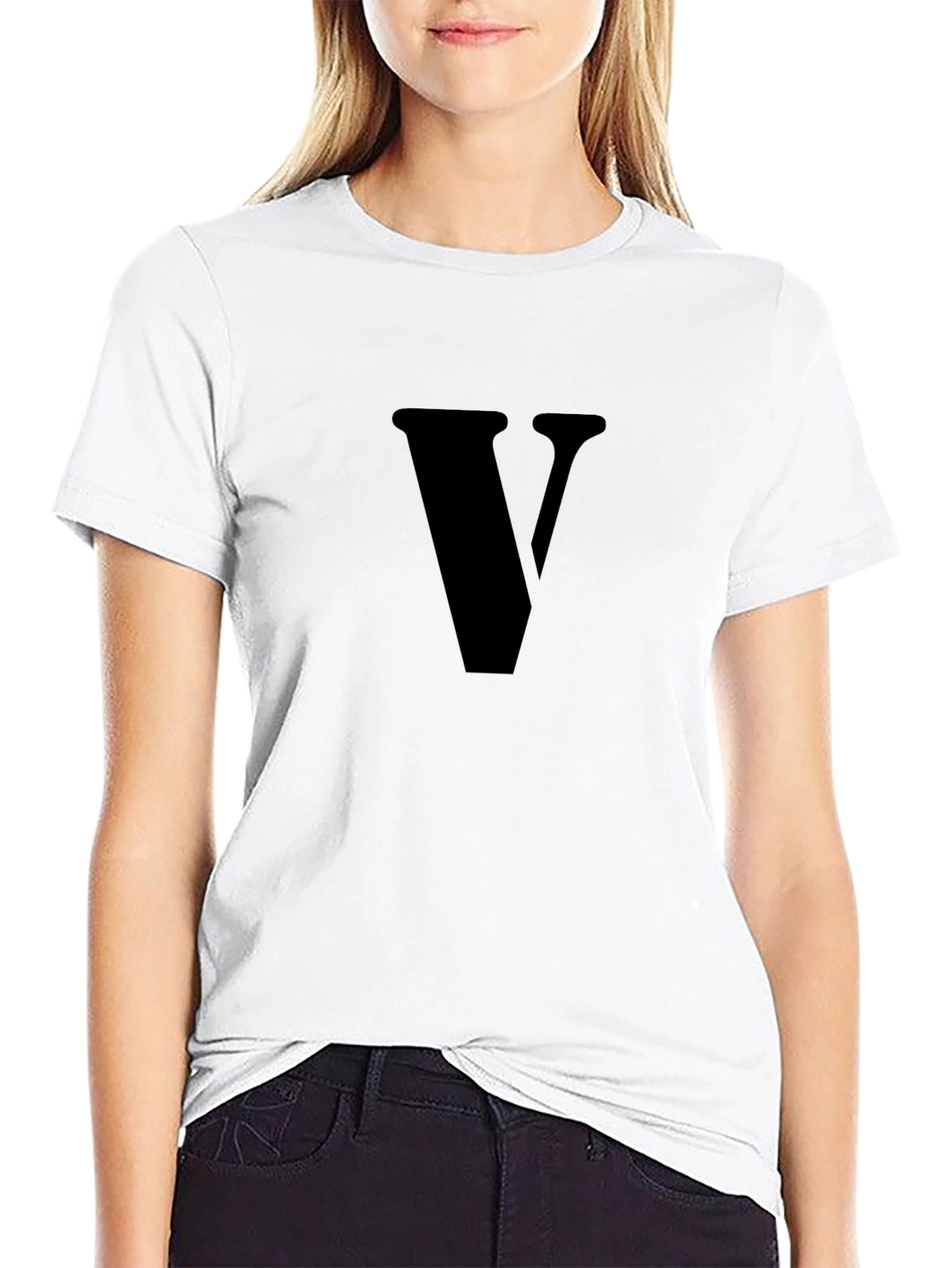 Mens Black T-Shirt with V Design