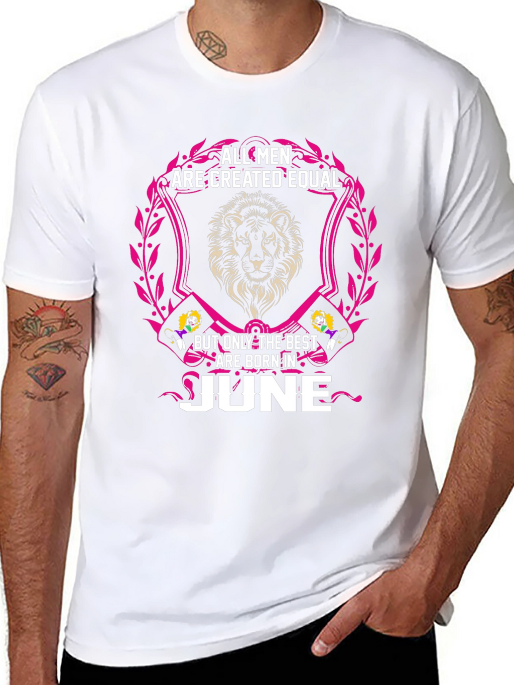 Born in June Mens T-Shirt - Lion Design