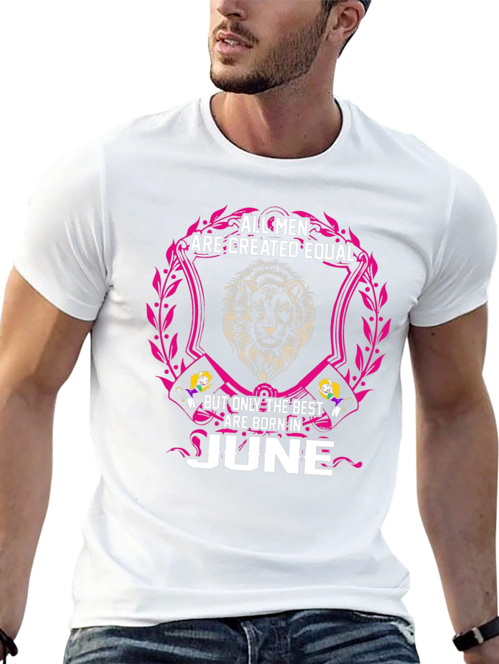 Born in June Mens T-Shirt - Lion Design