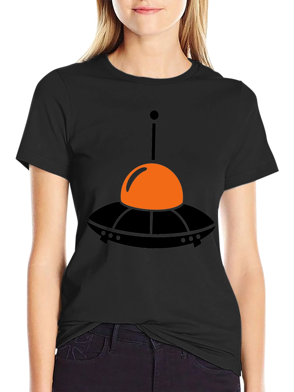 UFO Graphic Tee - Black Cotton T-Shirt