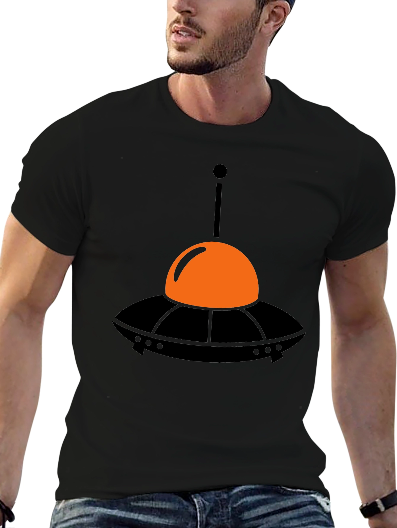 UFO Graphic Tee - Black Cotton T-Shirt