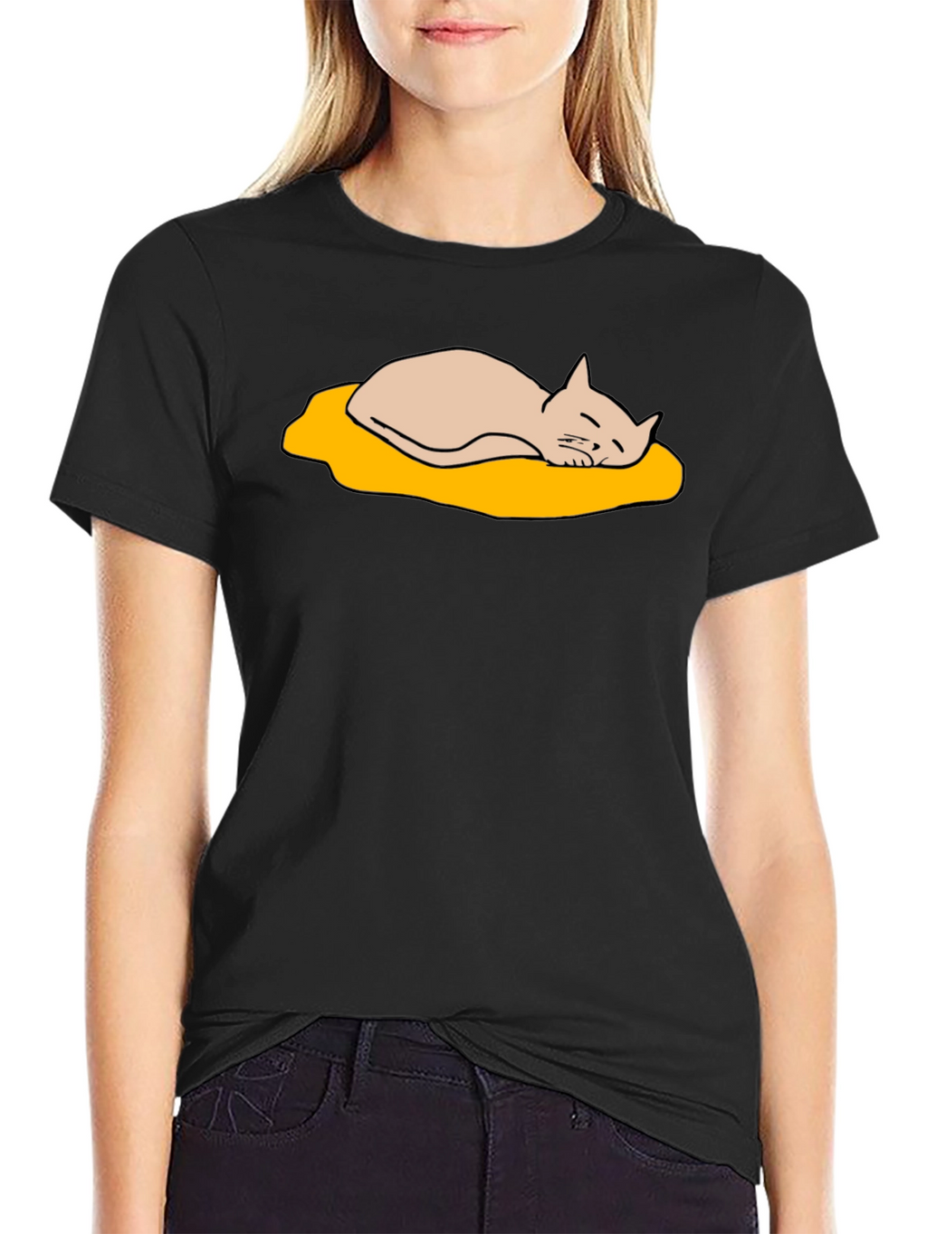 Lazy Cat Nap T-Shirt - Cute Cartoon Design