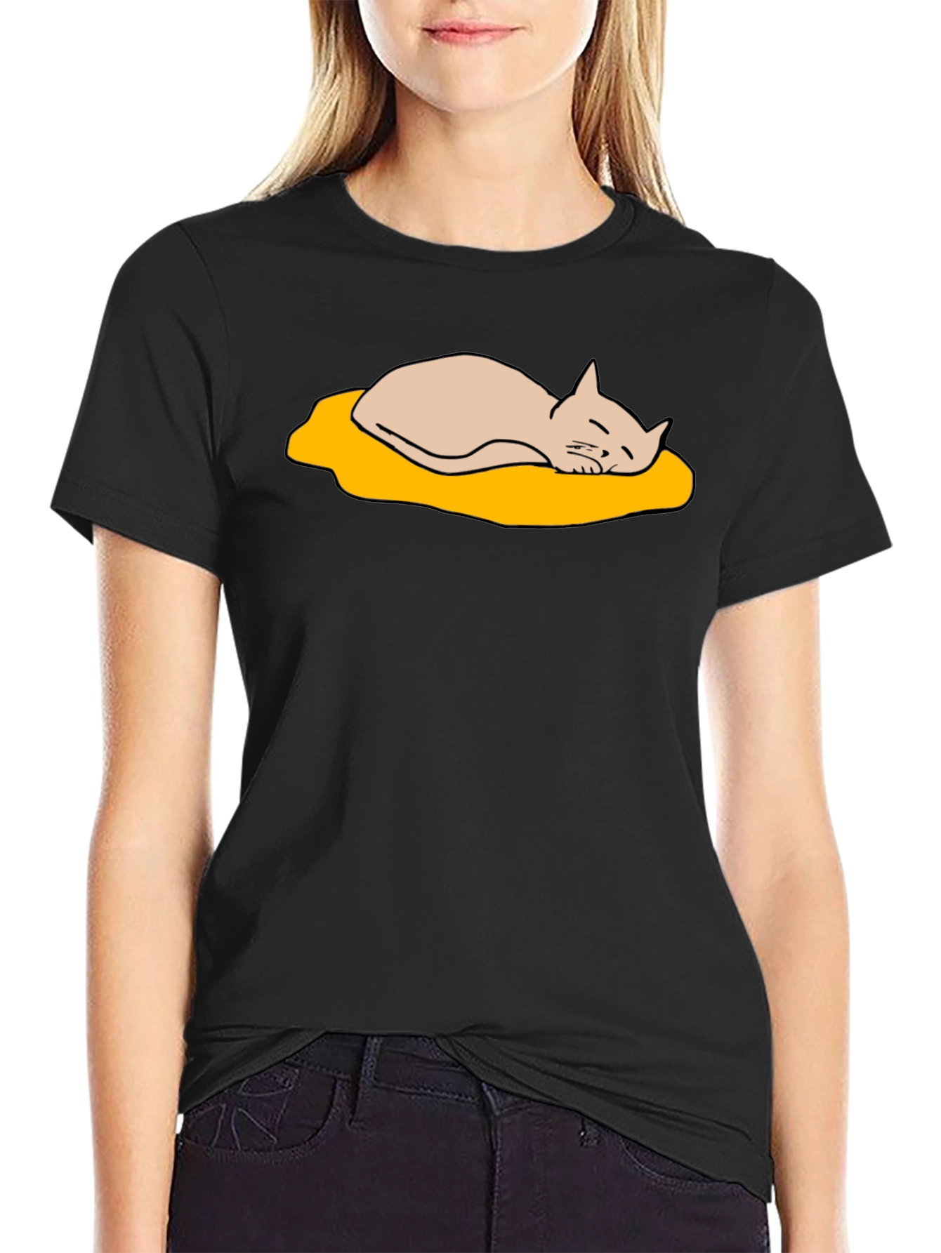 Lazy Cat Nap T-Shirt - Cute Cartoon Design