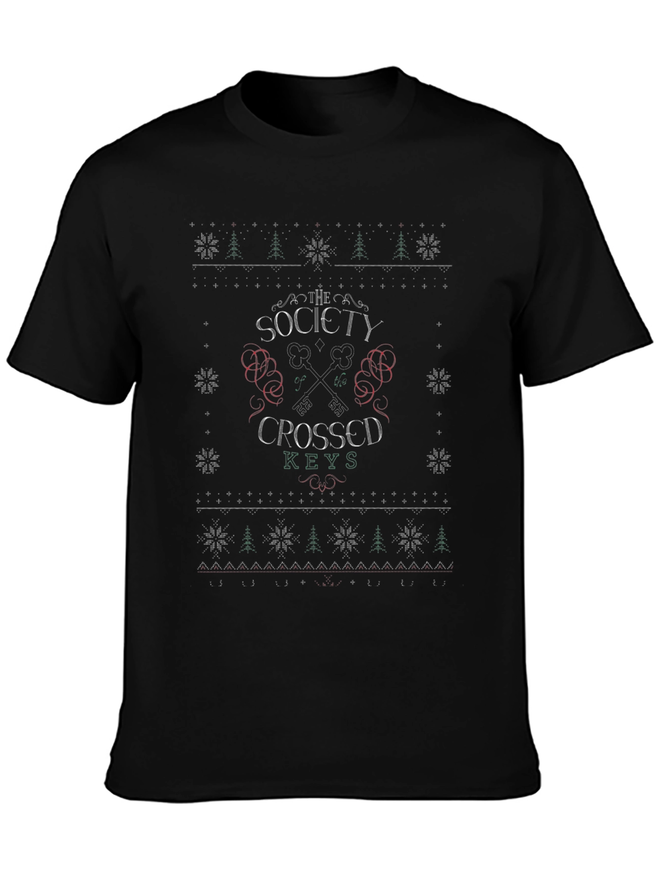 The Society Crossed Keys T-Shirt - Ugly Christmas Sweater Style