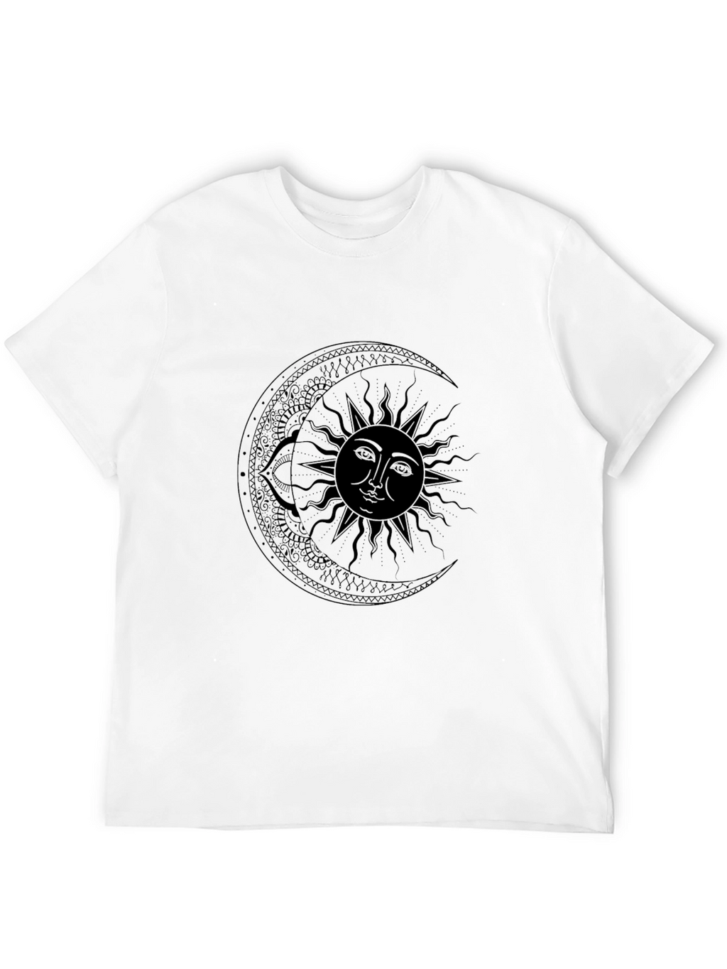 Celestial Sun & Moon Black Graphic T-Shirt