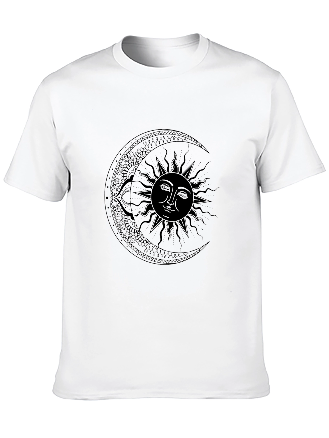 Celestial Sun & Moon Black Graphic T-Shirt
