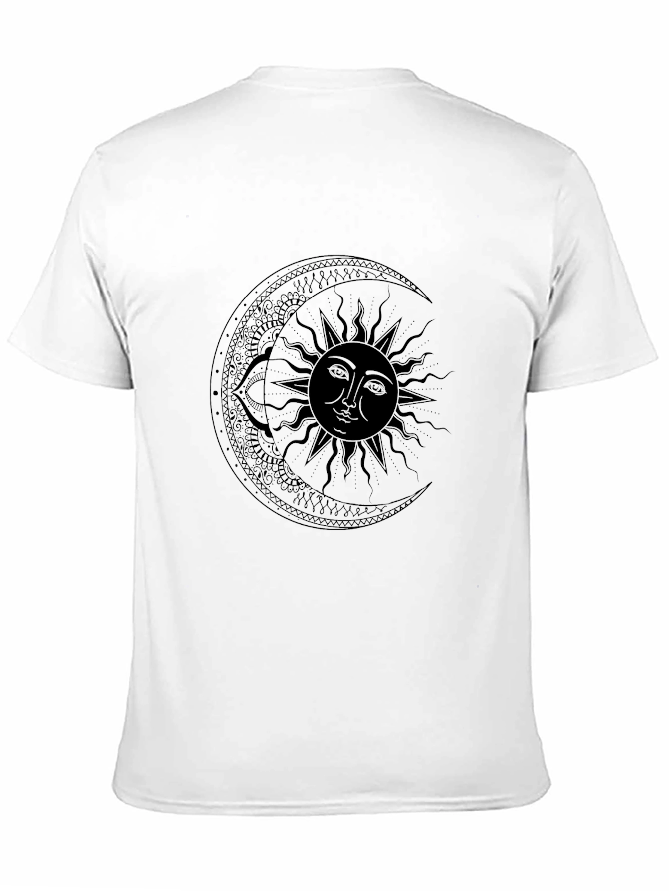 Celestial Sun & Moon Black Graphic T-Shirt