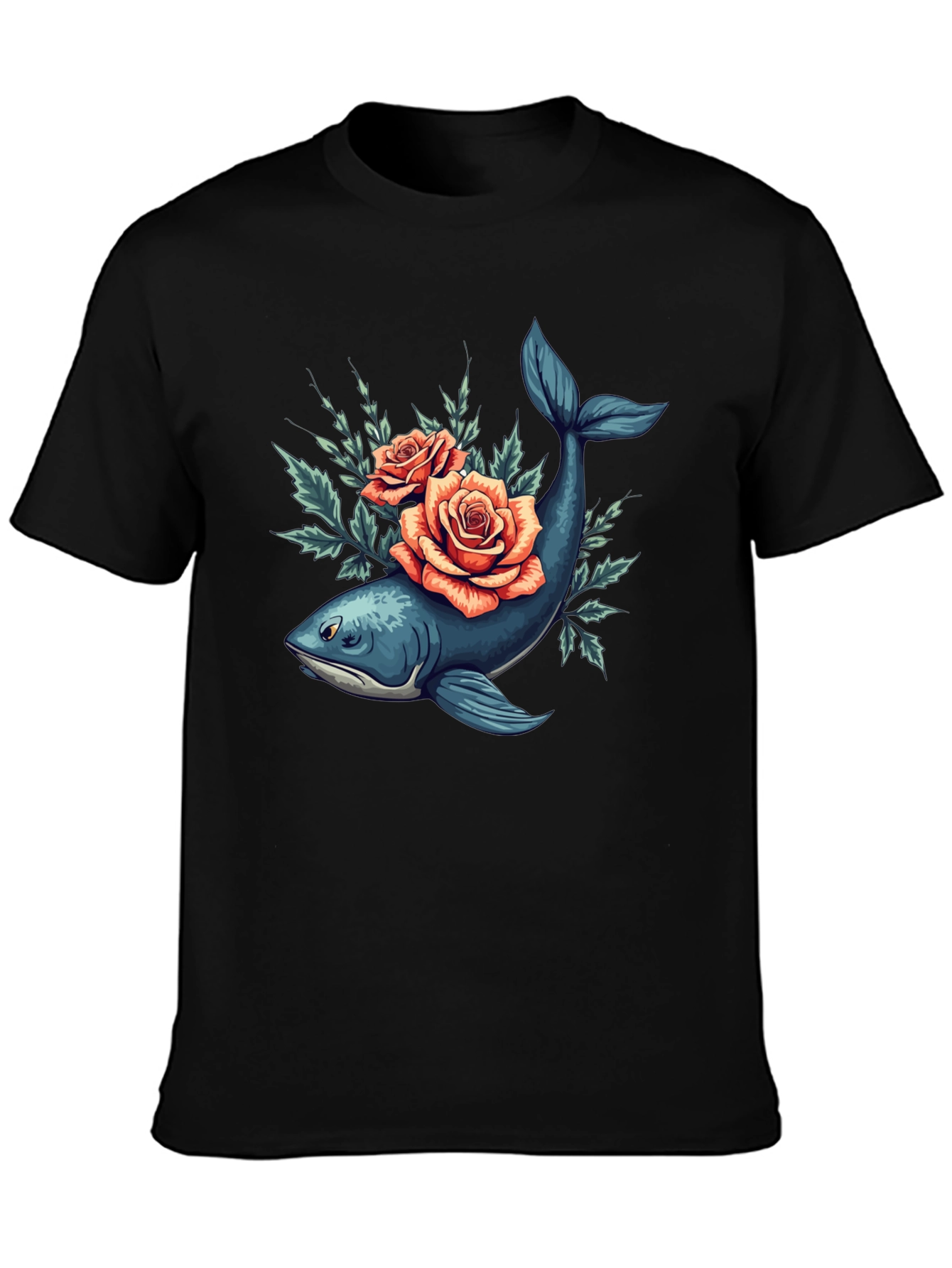 Whale & Roses Graphic Tee - Stylish Comfort