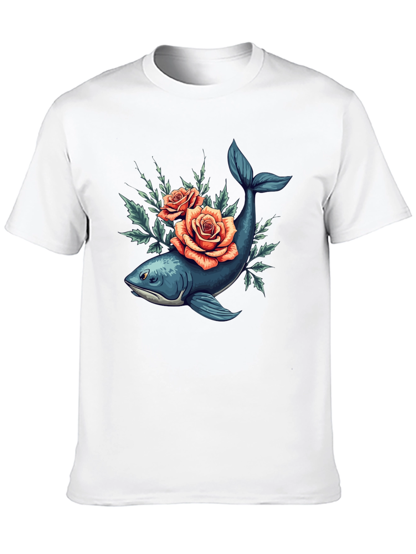 Whale & Roses Graphic Tee - Stylish Comfort