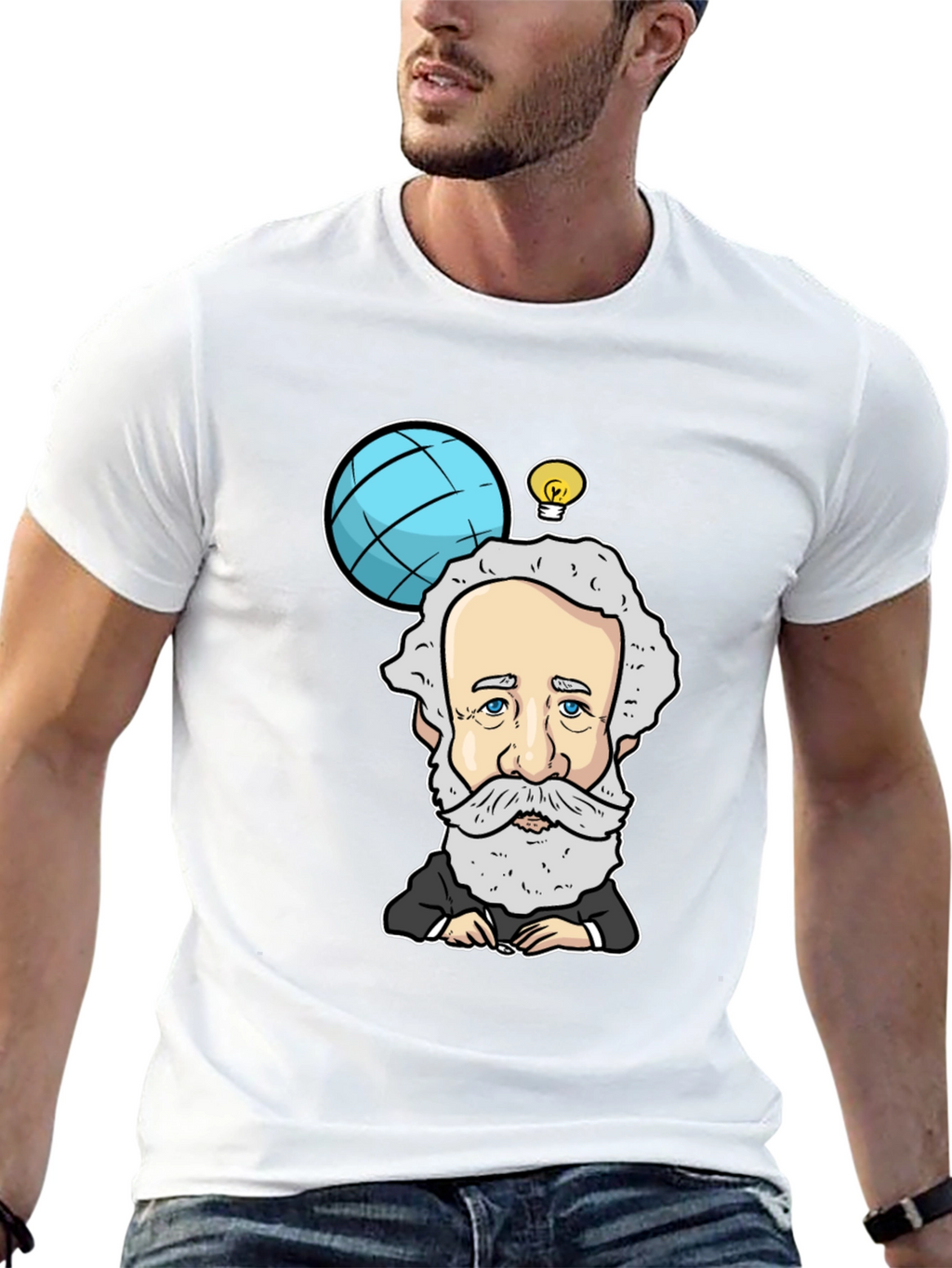 Cartoon Scientist Graphic Black T-Shirt