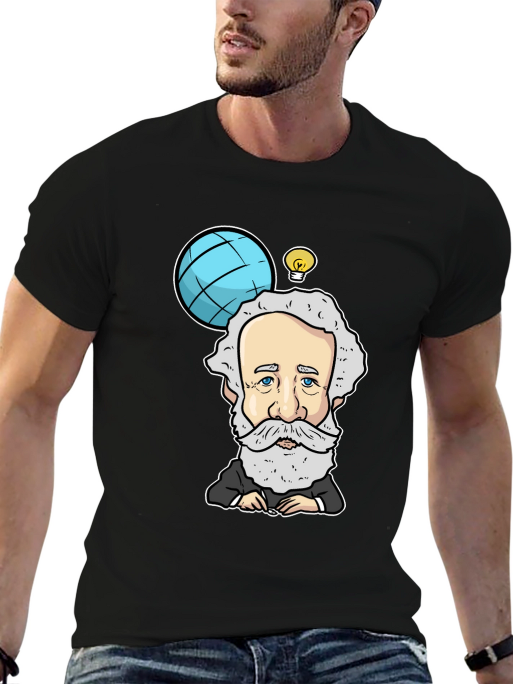 Cartoon Scientist Graphic Black T-Shirt