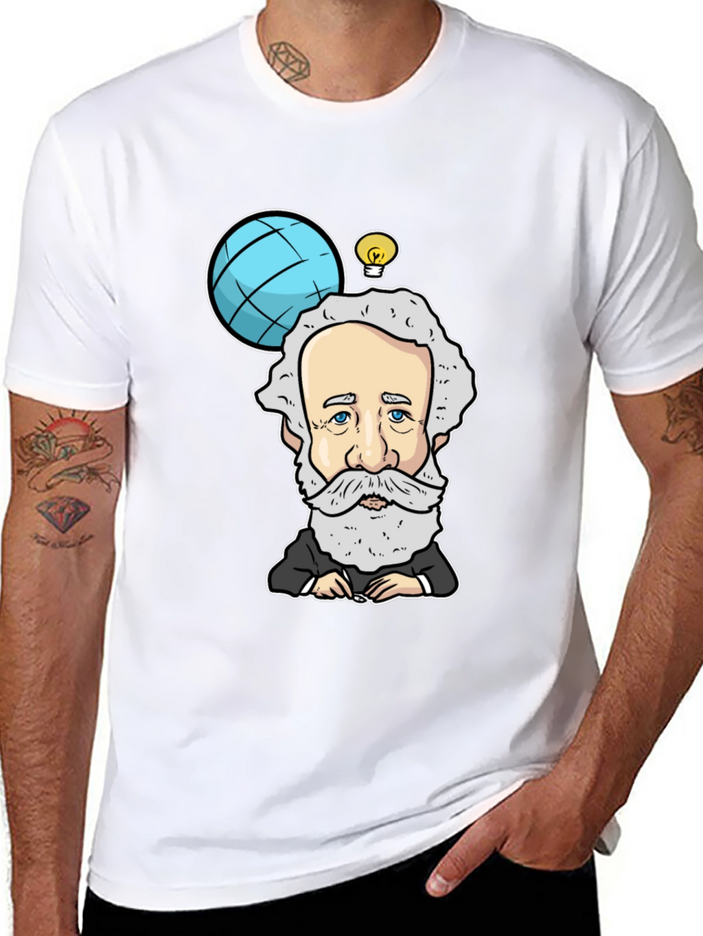 Cartoon Scientist Graphic Black T-Shirt