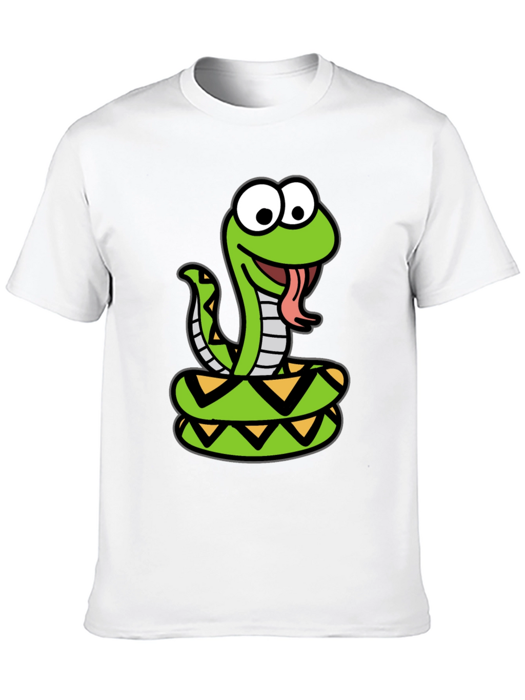 Cartoon Snake Graphic Tee - Black Cotton T-Shirt