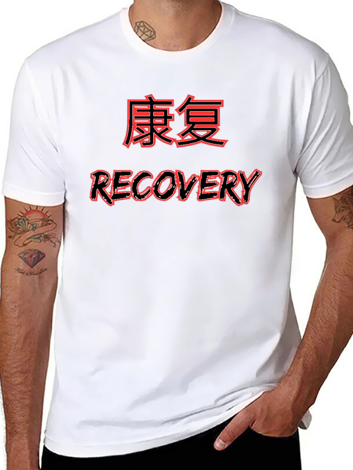 Recovery T-Shirt with Kanji Text - Black