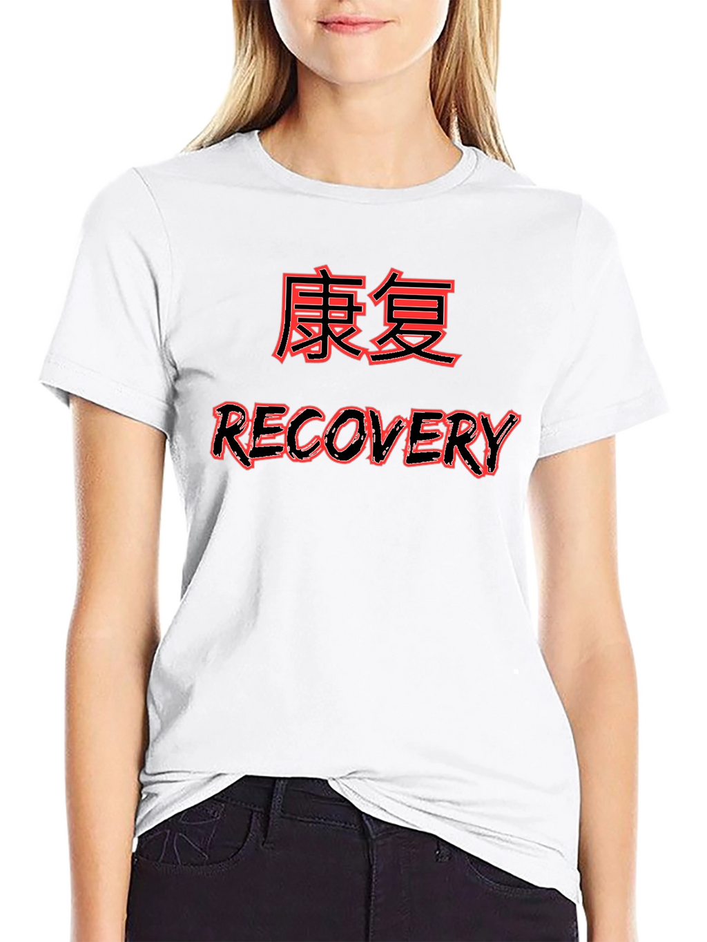 Recovery T-Shirt with Kanji Text - Black