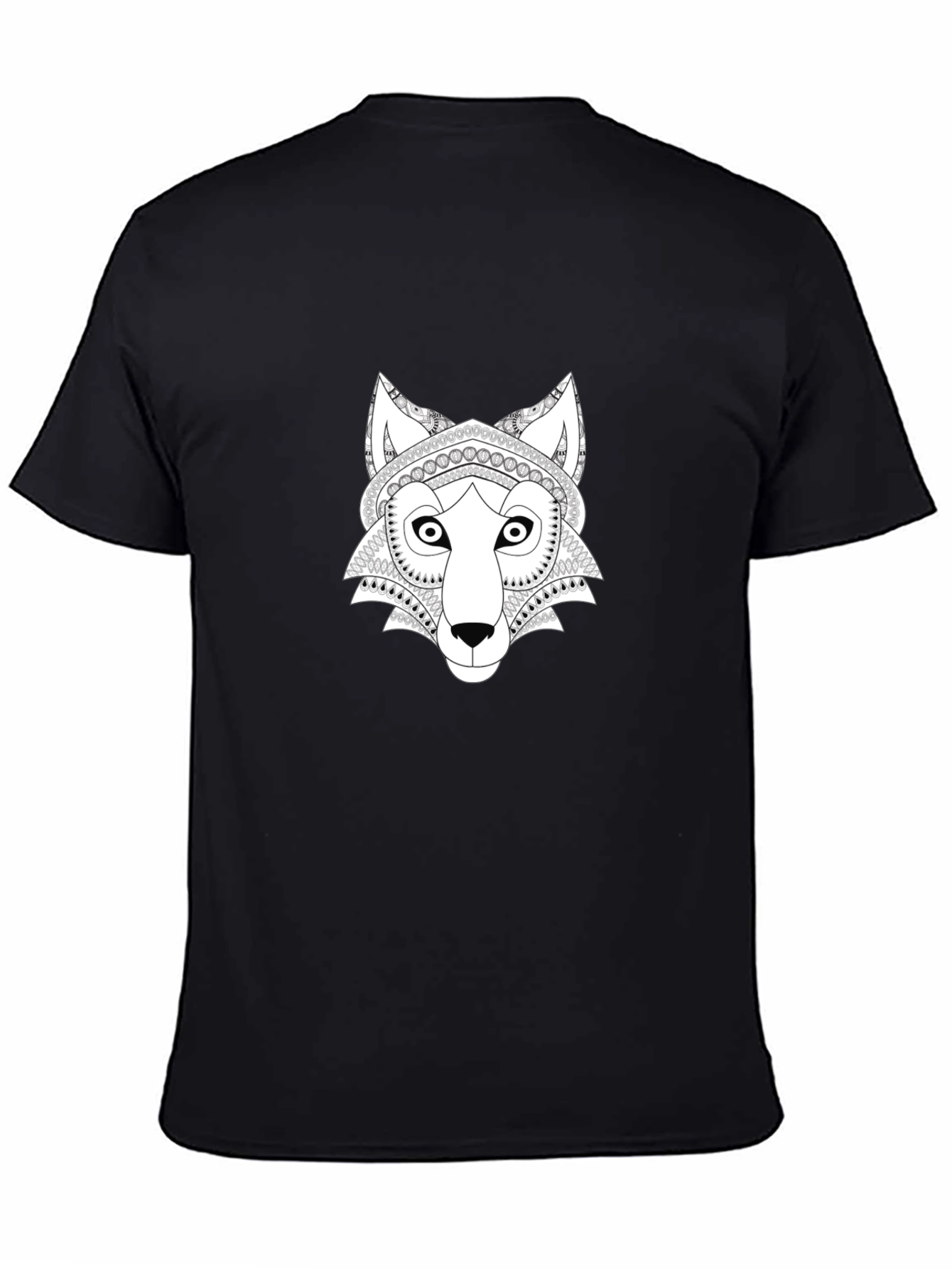 Wolf Mandala Graphic Tee - Black Cotton T-Shirt