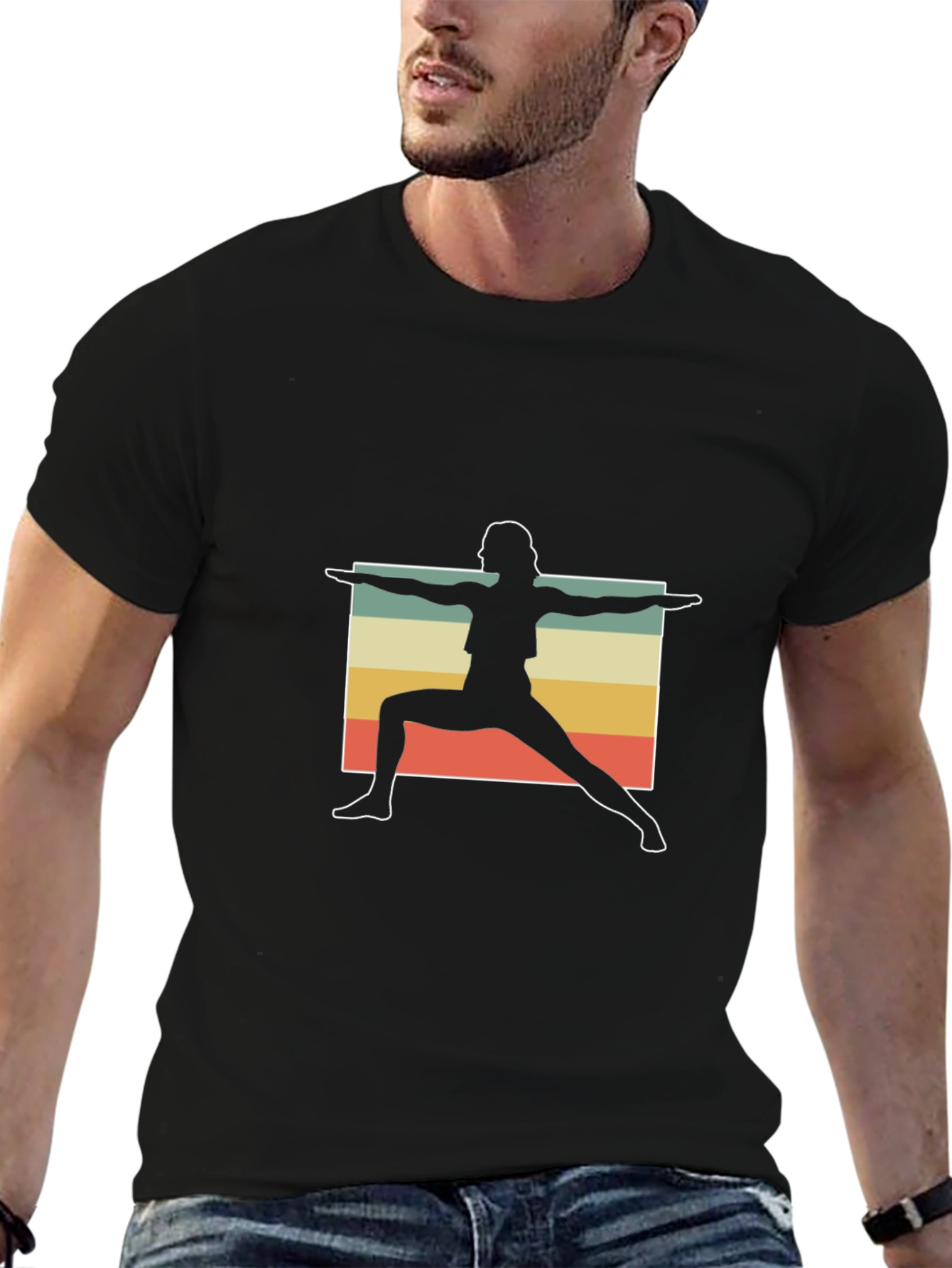 Yoga Pose Graphic Tee - Relaxed Fit Black T-Shirt