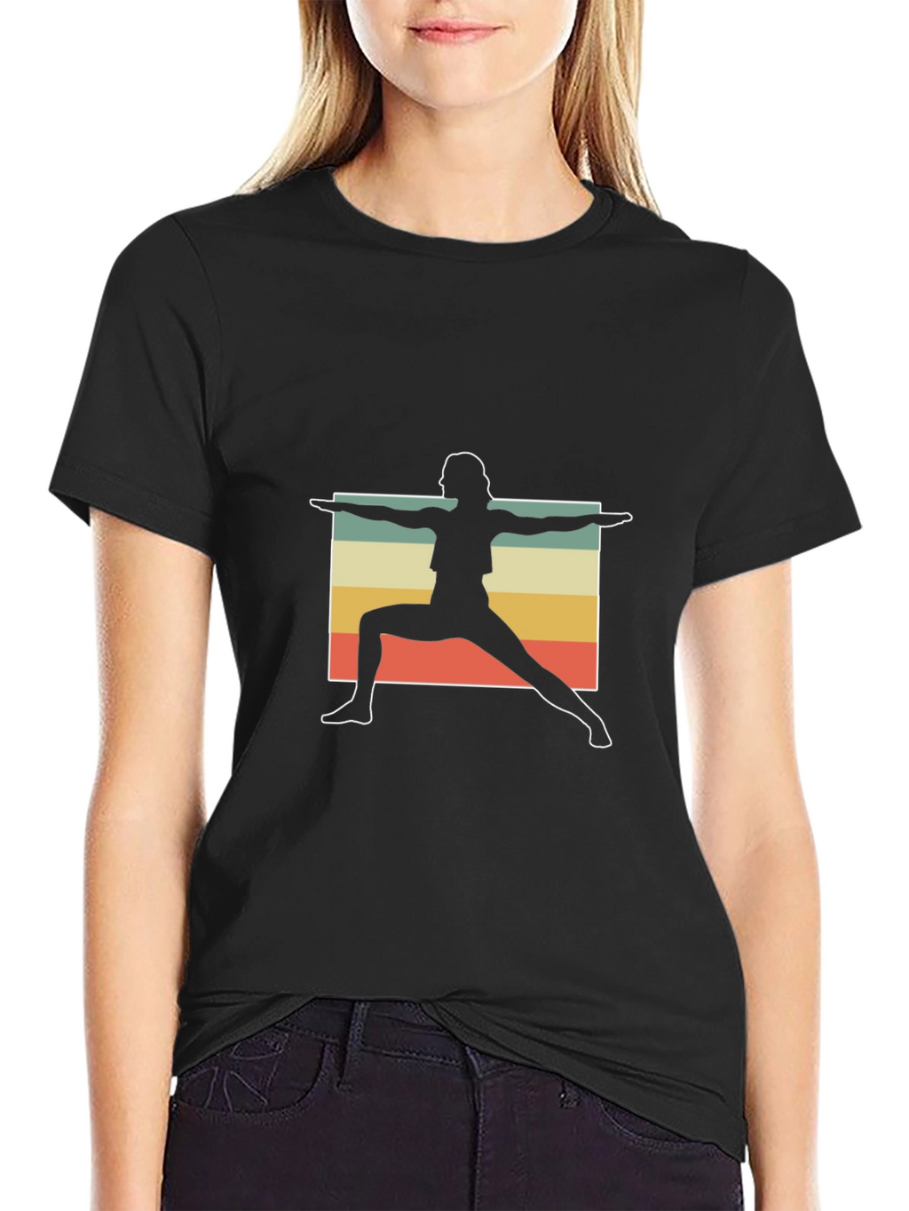 Yoga Pose Graphic Tee - Relaxed Fit Black T-Shirt