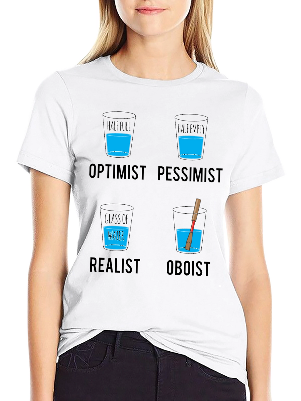 Optimist Pessimist Oboist T-Shirt - Funny Musician Tee