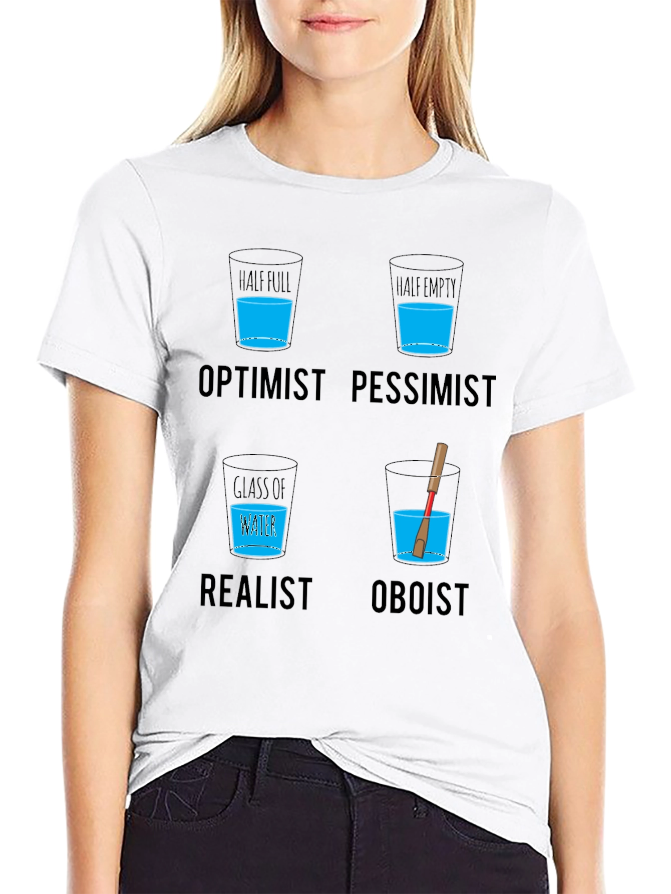 Optimist Pessimist Oboist T-Shirt - Funny Musician Tee