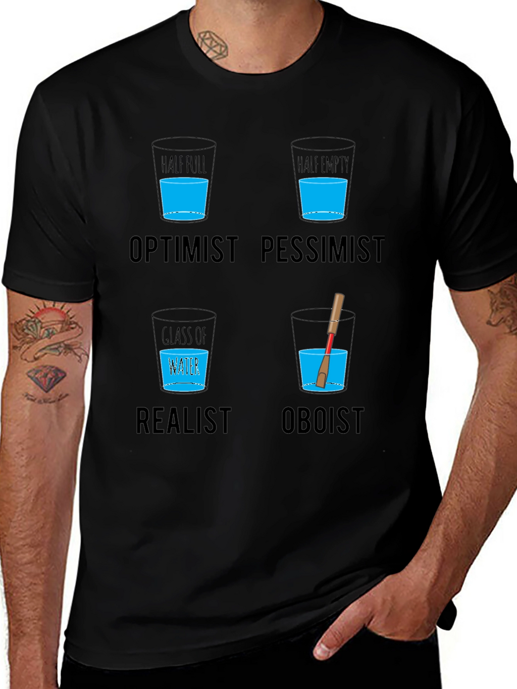 Optimist Pessimist Oboist T-Shirt - Funny Musician Tee