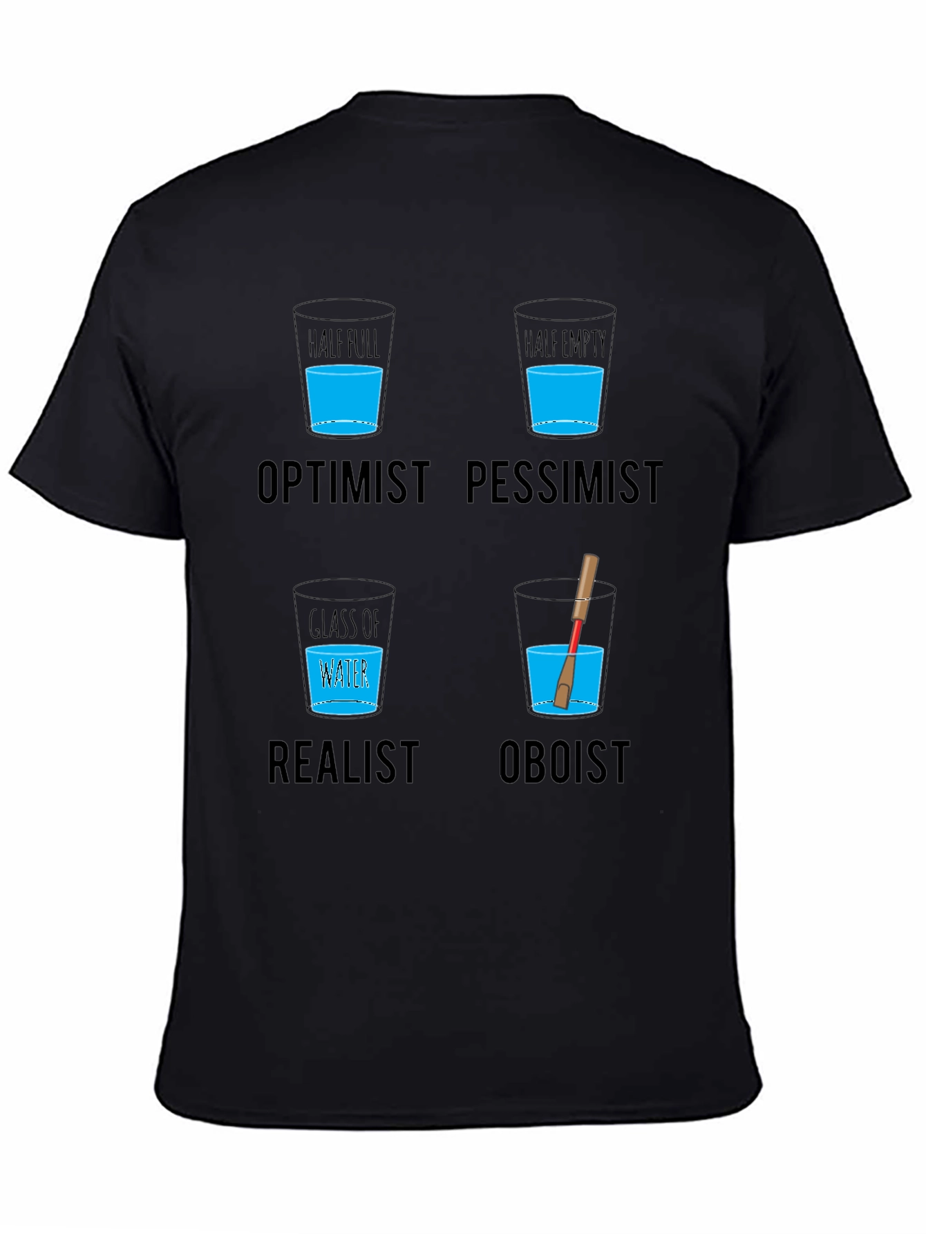 Optimist Pessimist Oboist T-Shirt - Funny Musician Tee